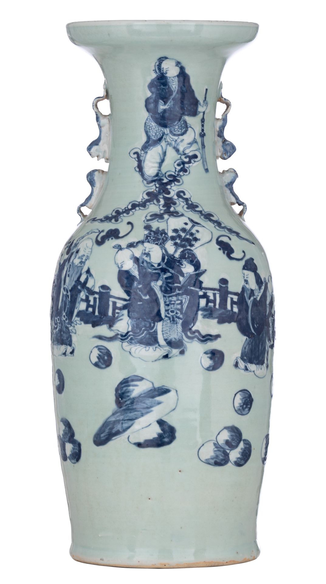 A Chinese blue and white on a celadon ground vase, 19thC, H 58,5 cm A Chinese bl&hellip;