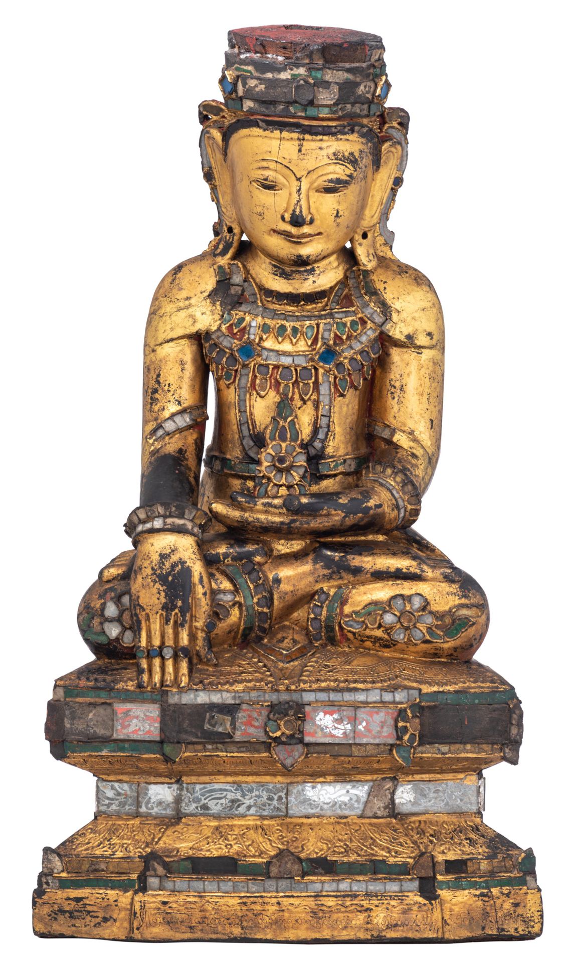 A Burmese gilt lacquered wooden Buddha, presumably 19thC, H 69,5 cm A Burmese gi&hellip;