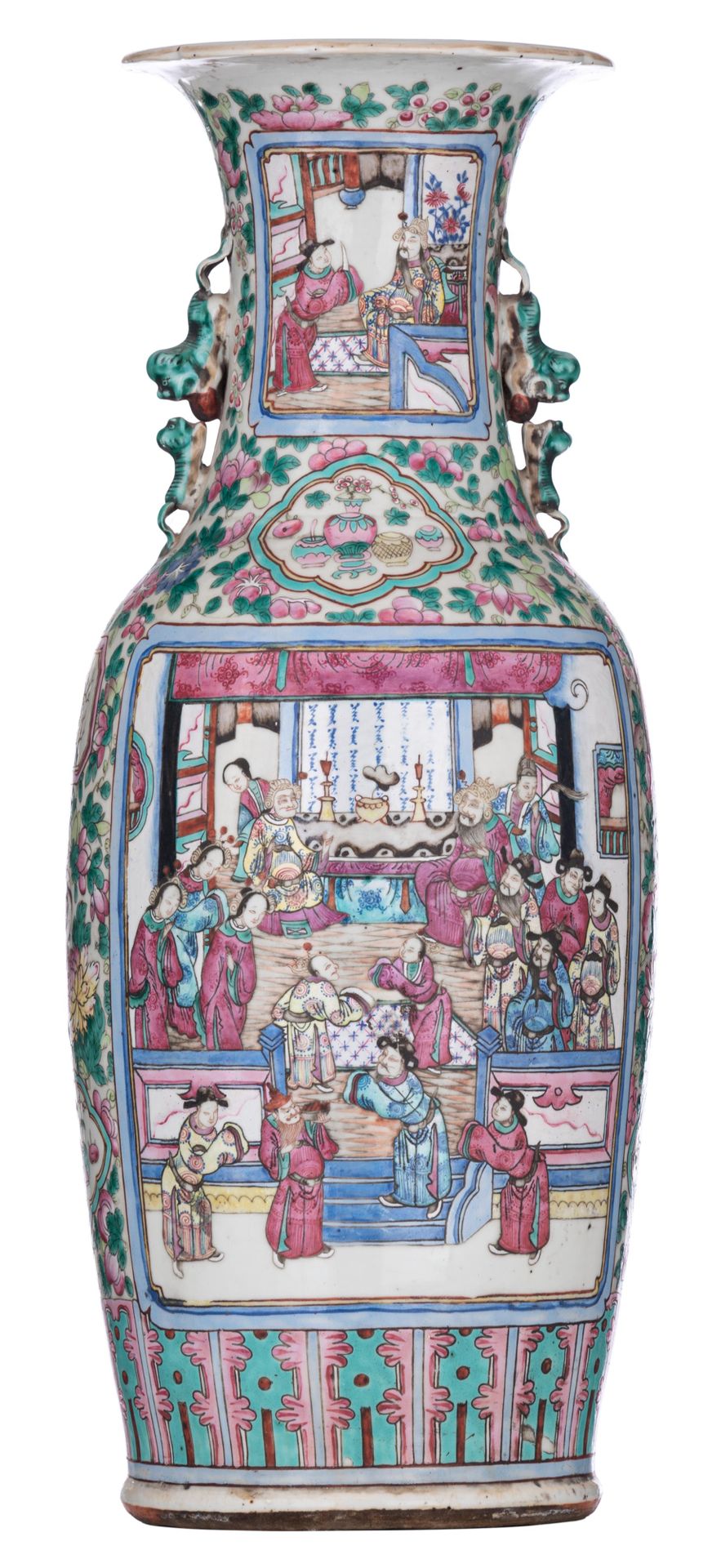 A Chinese famille rose vase with court scenes, 19thC, H 61 cm A Chinese famille &hellip;
