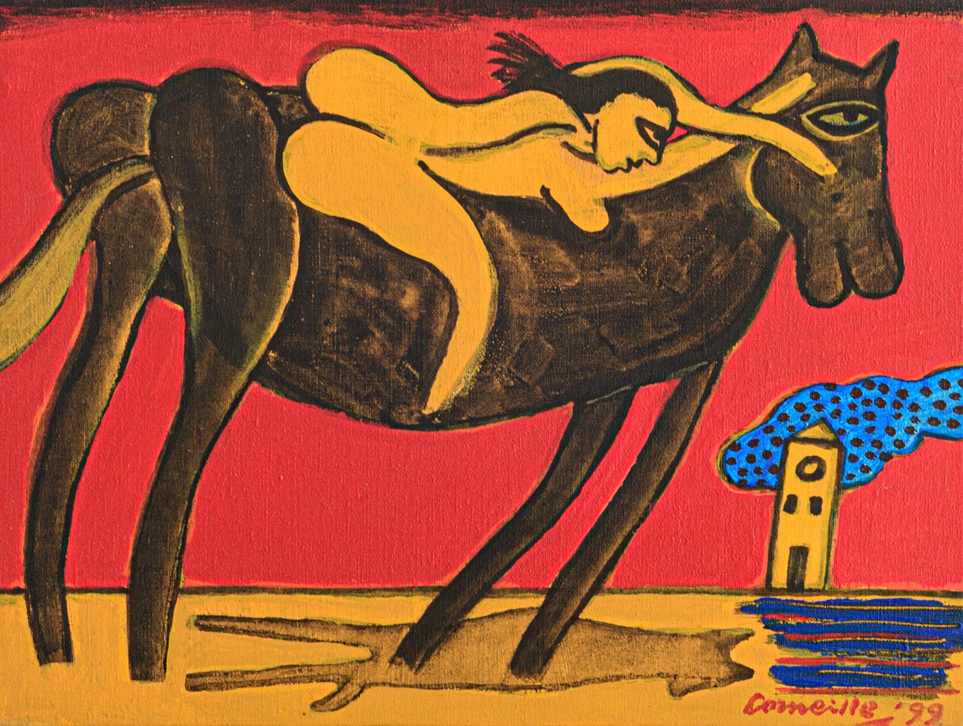 Corneille (1922-2010), 'Le cheval la plus belle conquête de l'homme', 1999, 30 x&hellip;