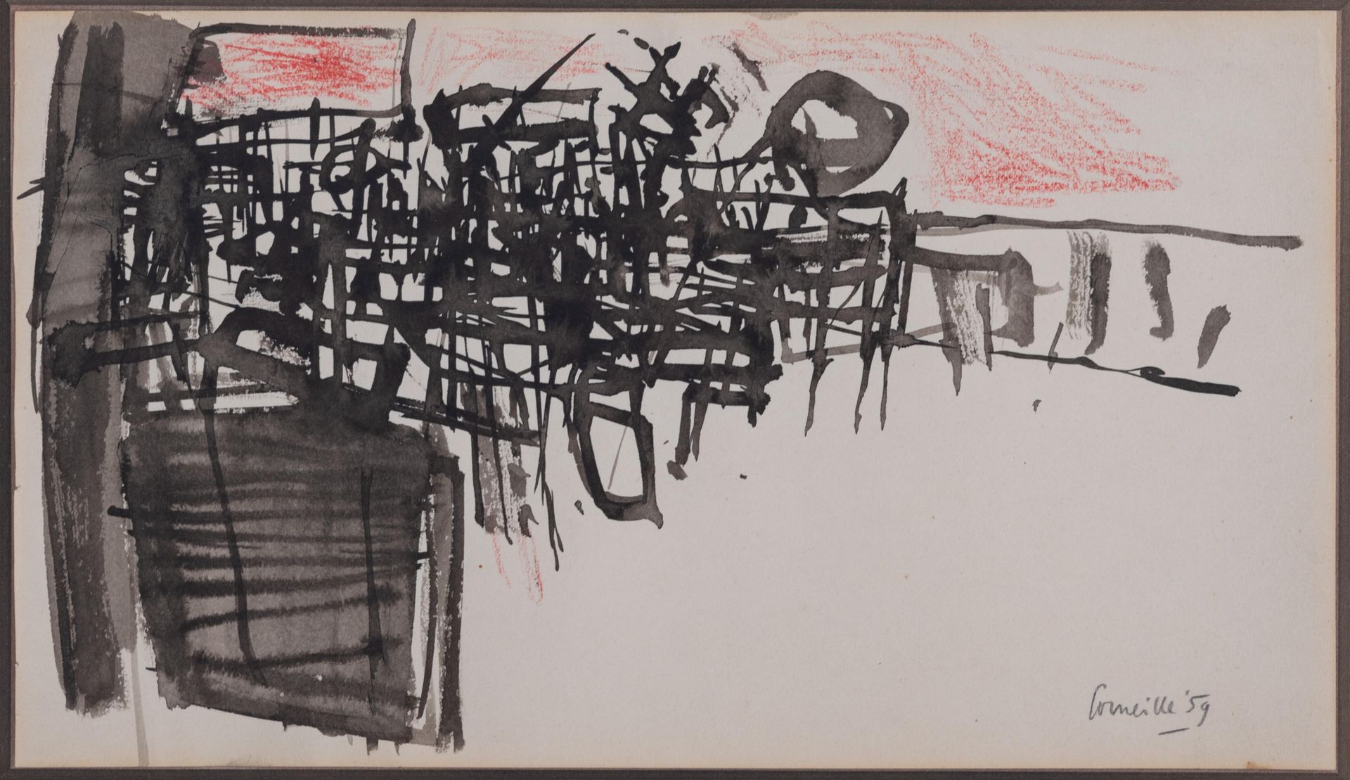Corneille (Guillaume van Beverloo, 1922-2010), untitled, 1959, ink, 15 x 26 cm C&hellip;