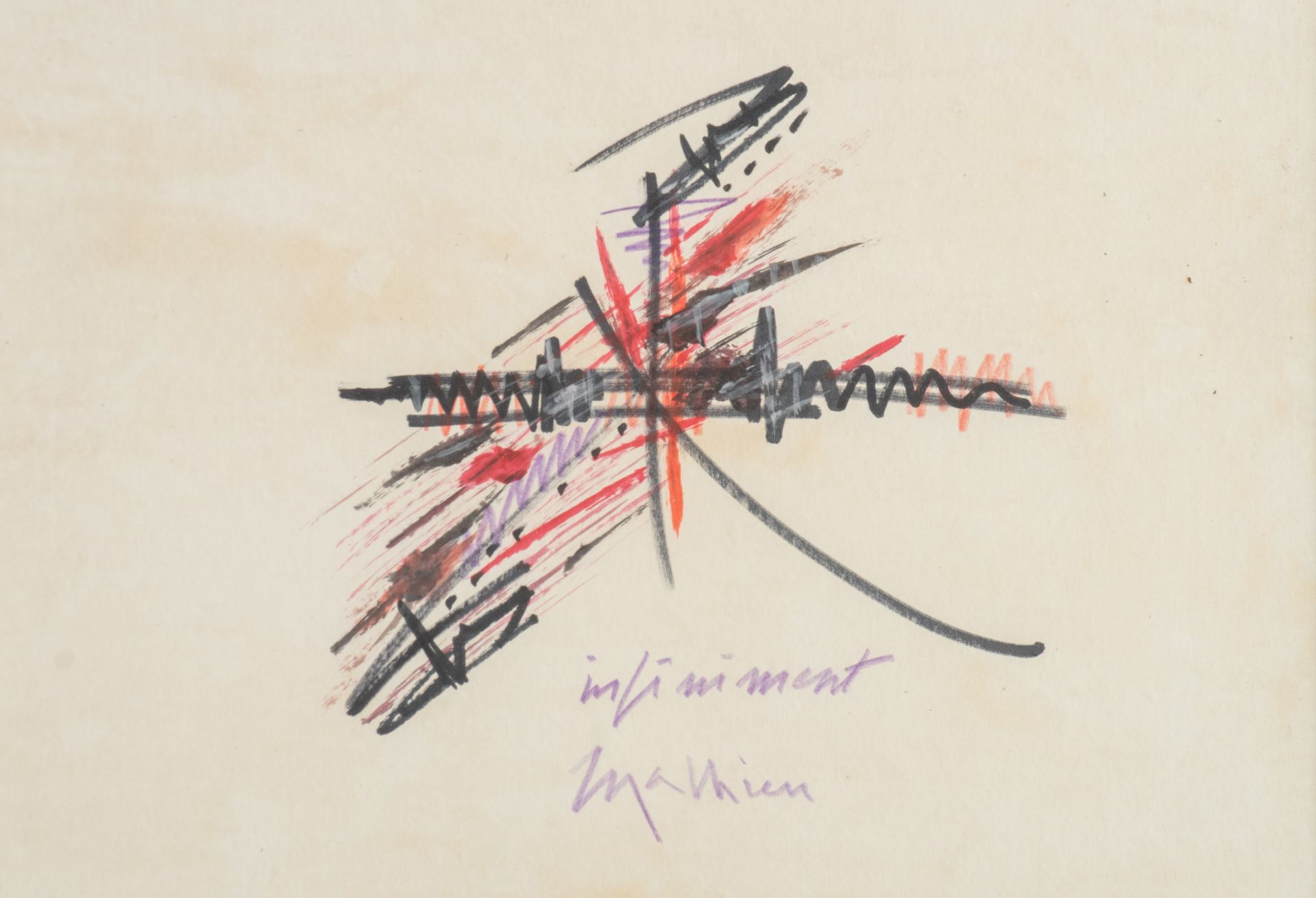 Georges Mathieu (1921-2012), 'Infiniment', felt pen on paper, 20 x 29 cm Georges&hellip;