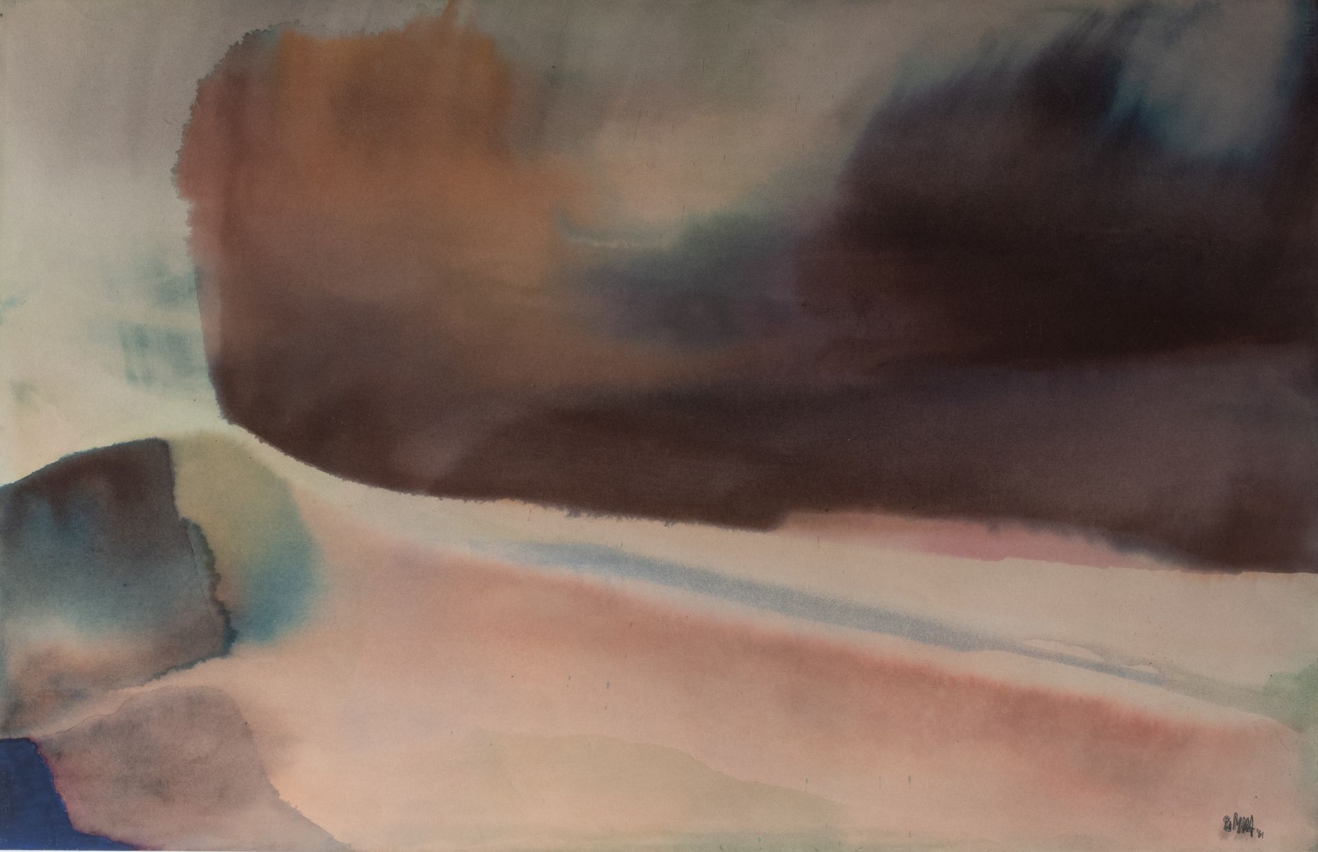 Pol Mara (1920-1998), Sometimes a summer evening, watercolour, 1961, 85 x 125 cm&hellip;
