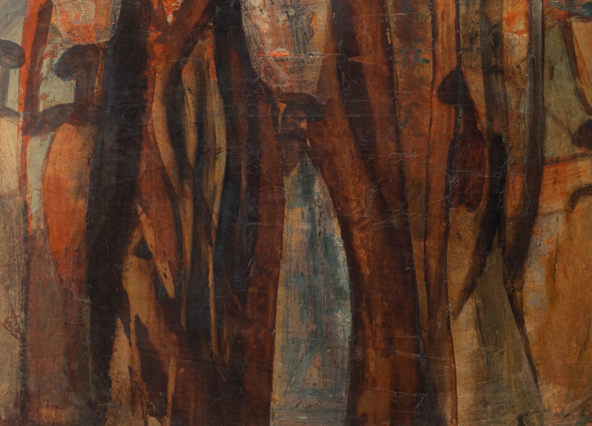 Floris Jespers (1889-1965), African lady walking in the forest, oil on paper, 35&hellip;