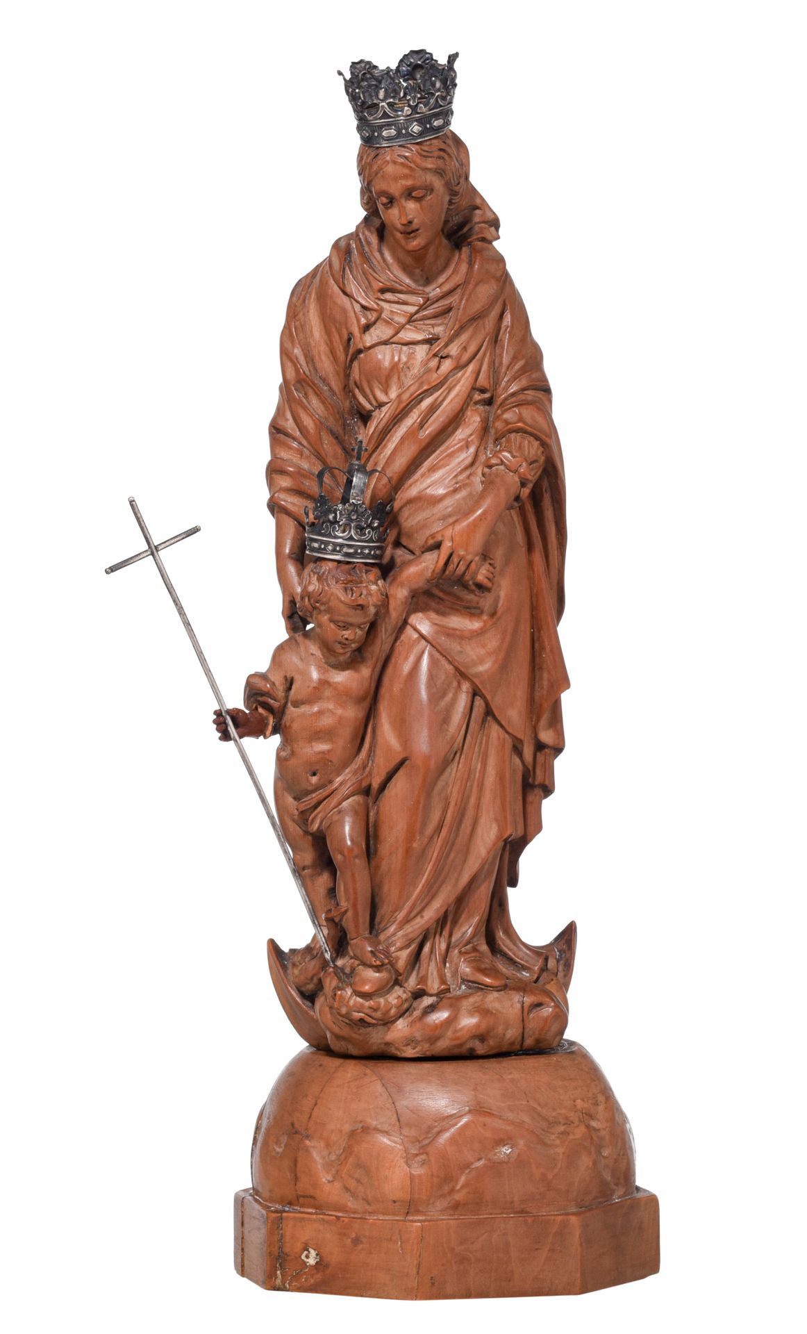 A very fine Baroque boxwood sculpture of the Madonna and Child on the crescent m&hellip;