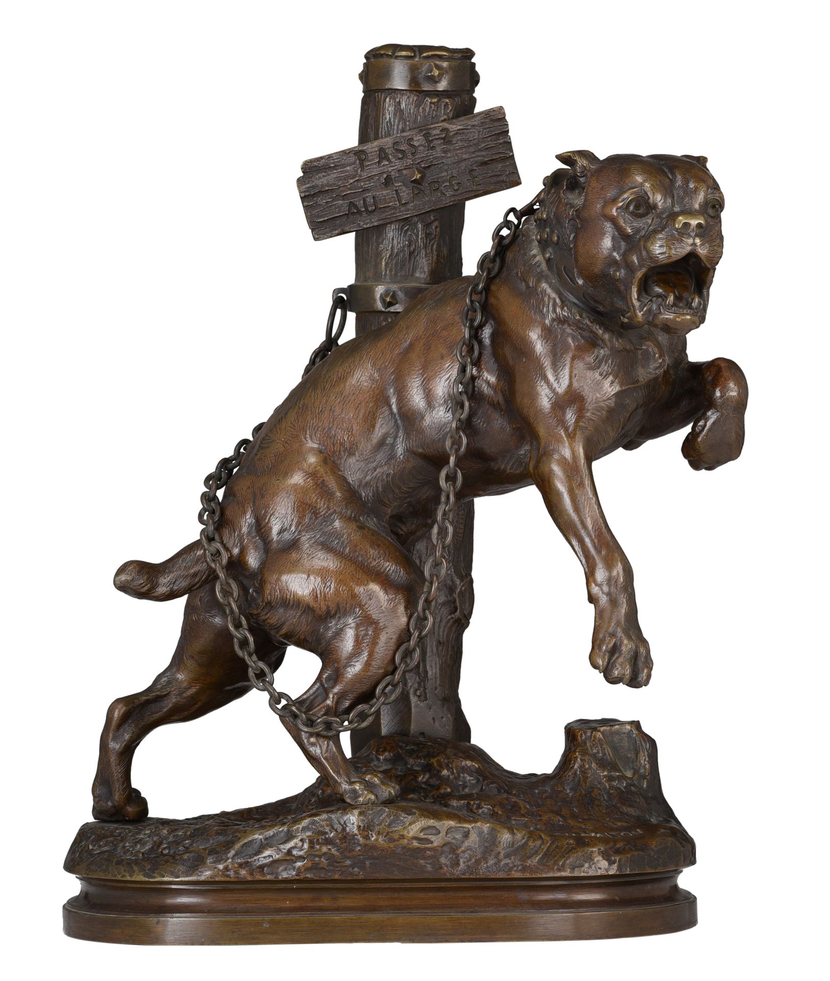 Charles Valton (1851-1918), 'Passez au Large', brown patinated bronze, H 47,5 cm&hellip;