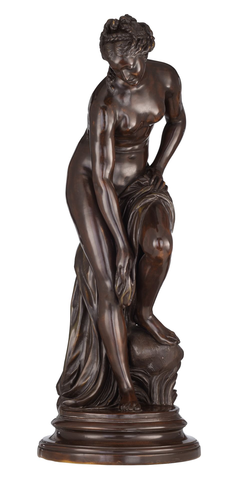 After Gabriel Allegrain (1733-1779), the bathing Venus, terracotta with bronze p&hellip;