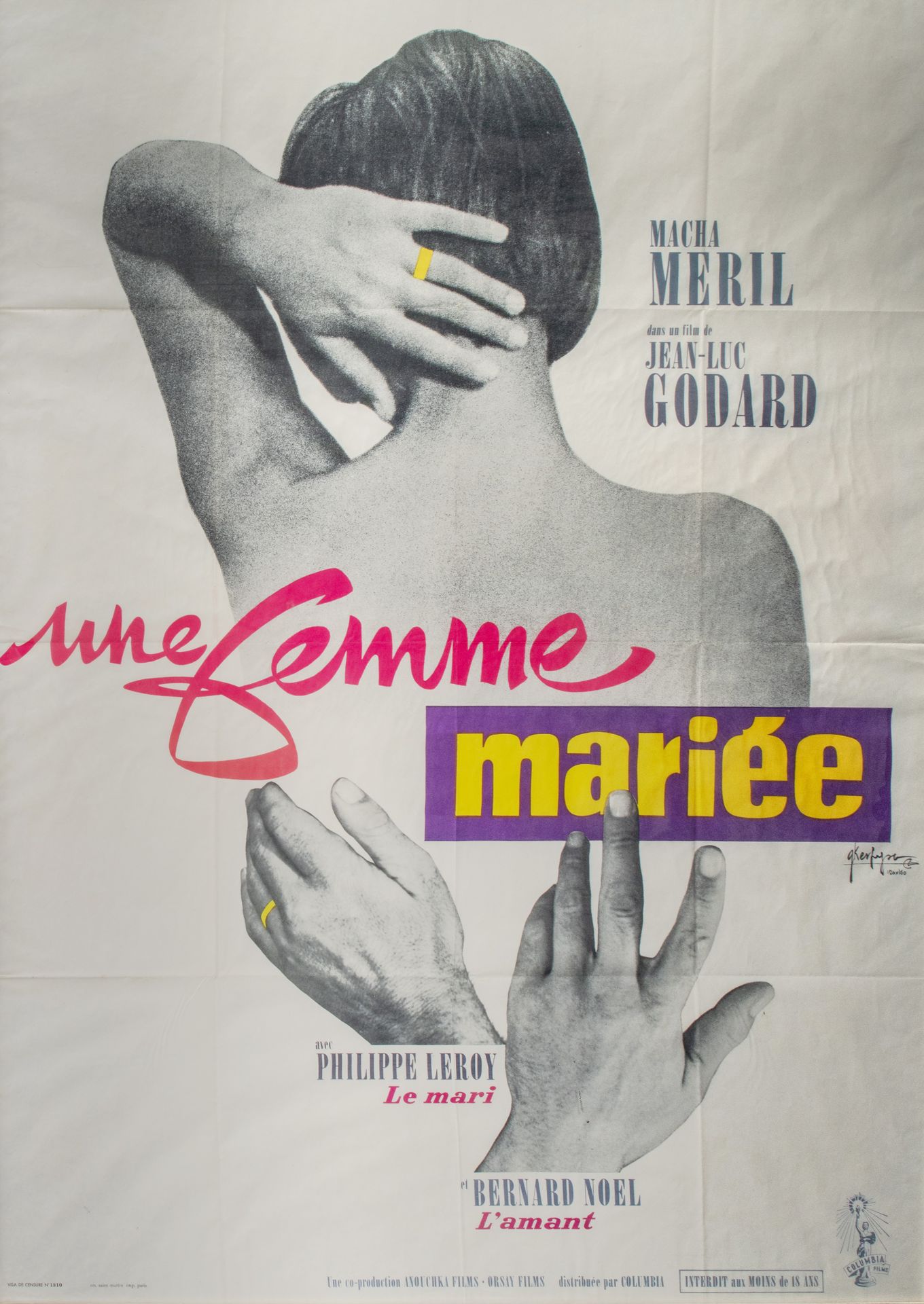 A vintage movie poster of 'Une Femme Mariee', published Saint Martin, Paris, 196&hellip;