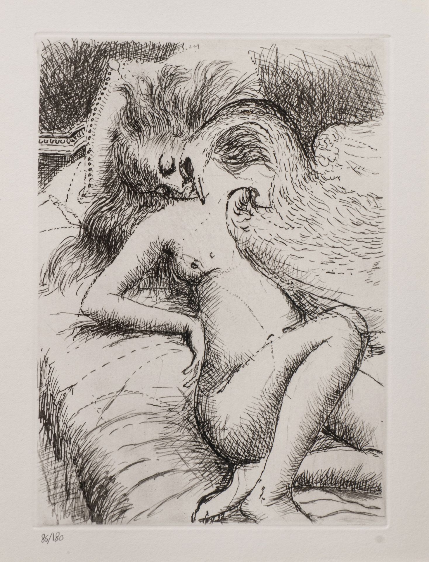 Paul Delvaux (1897-1994), 'Leda et le Cygne', 1970, etching, No 86/180 cm (+) Pa&hellip;