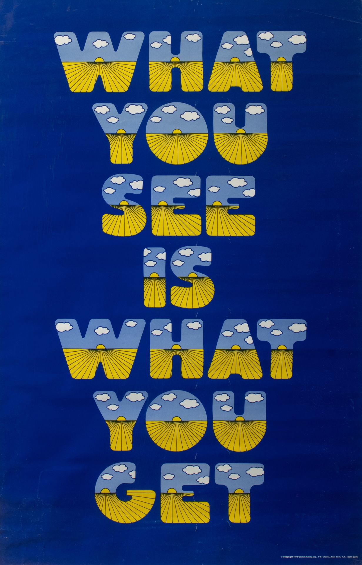 A vintage poster 'What you see is what you get', published in 1973 by Gemini Ris&hellip;