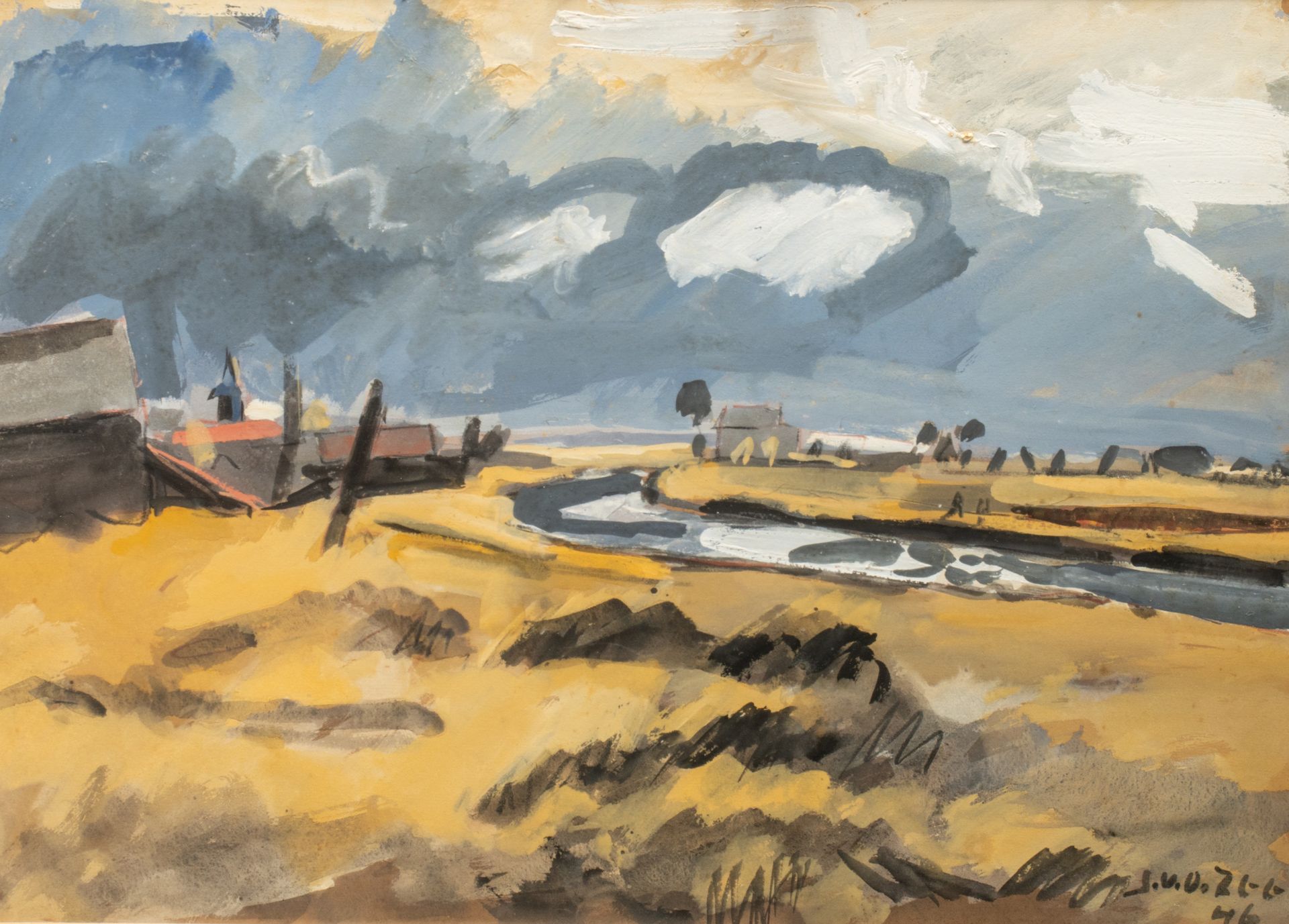 Jan van der Zee (1898-1988), marine, 1946, ink, watercolour, heightened with whi&hellip;