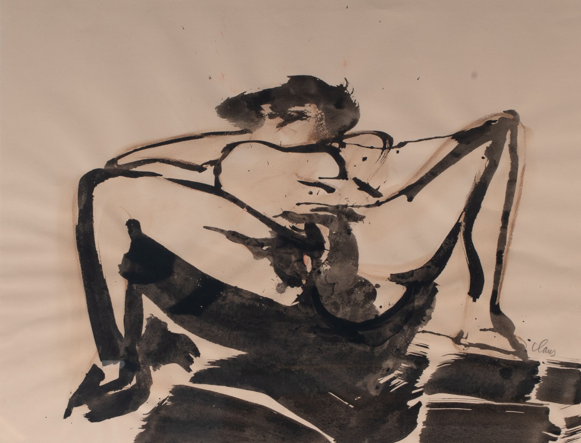 Hugo Claus (1929-2008), female nude, Indian ink and brown chalk on paper, 50 x 6&hellip;