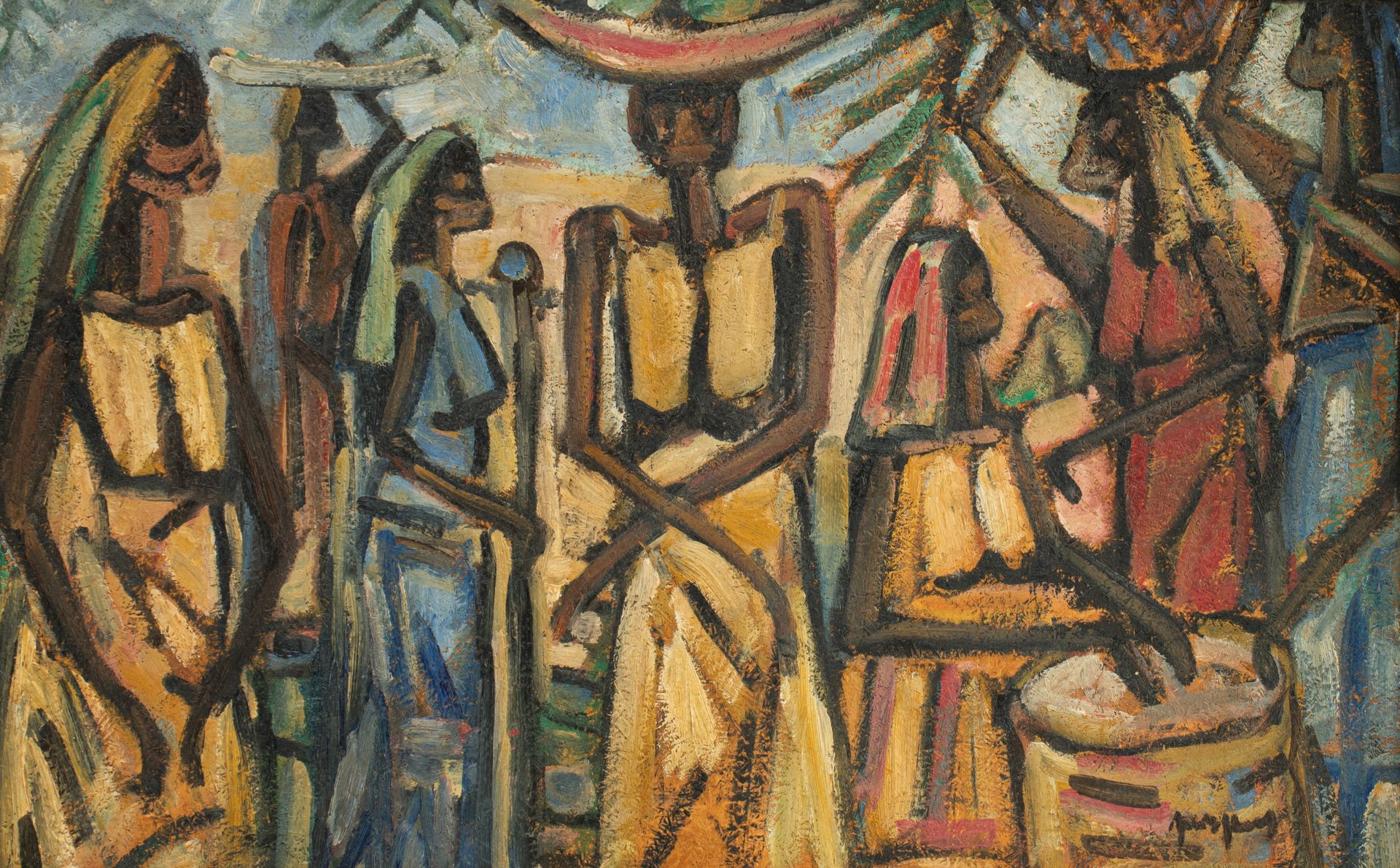 Floris Jespers (1889-1965), African Ladies in Congo, '50s, oil on fibrewood, 43 &hellip;
