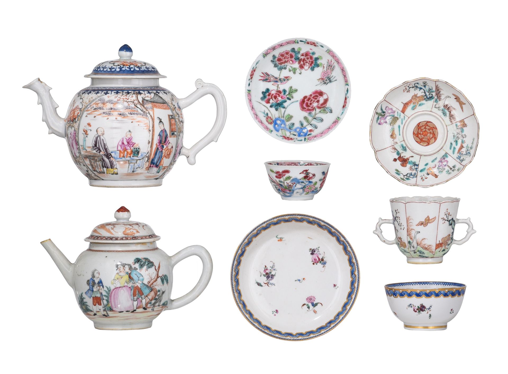 A collection of Chinese famille rose teaware, Yongzheng/Qianlong, Tallest H 15 -&hellip;