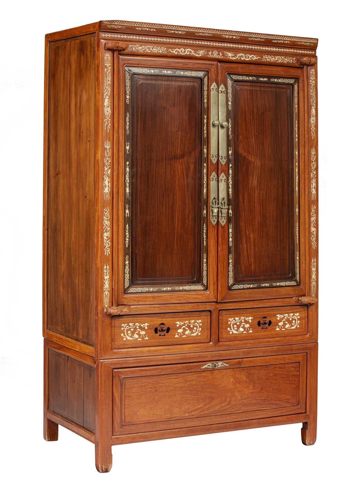 A Chinese assembled hardwood and elm wood two-layer cabinet, H 184 - W 109 cm Ch&hellip;
