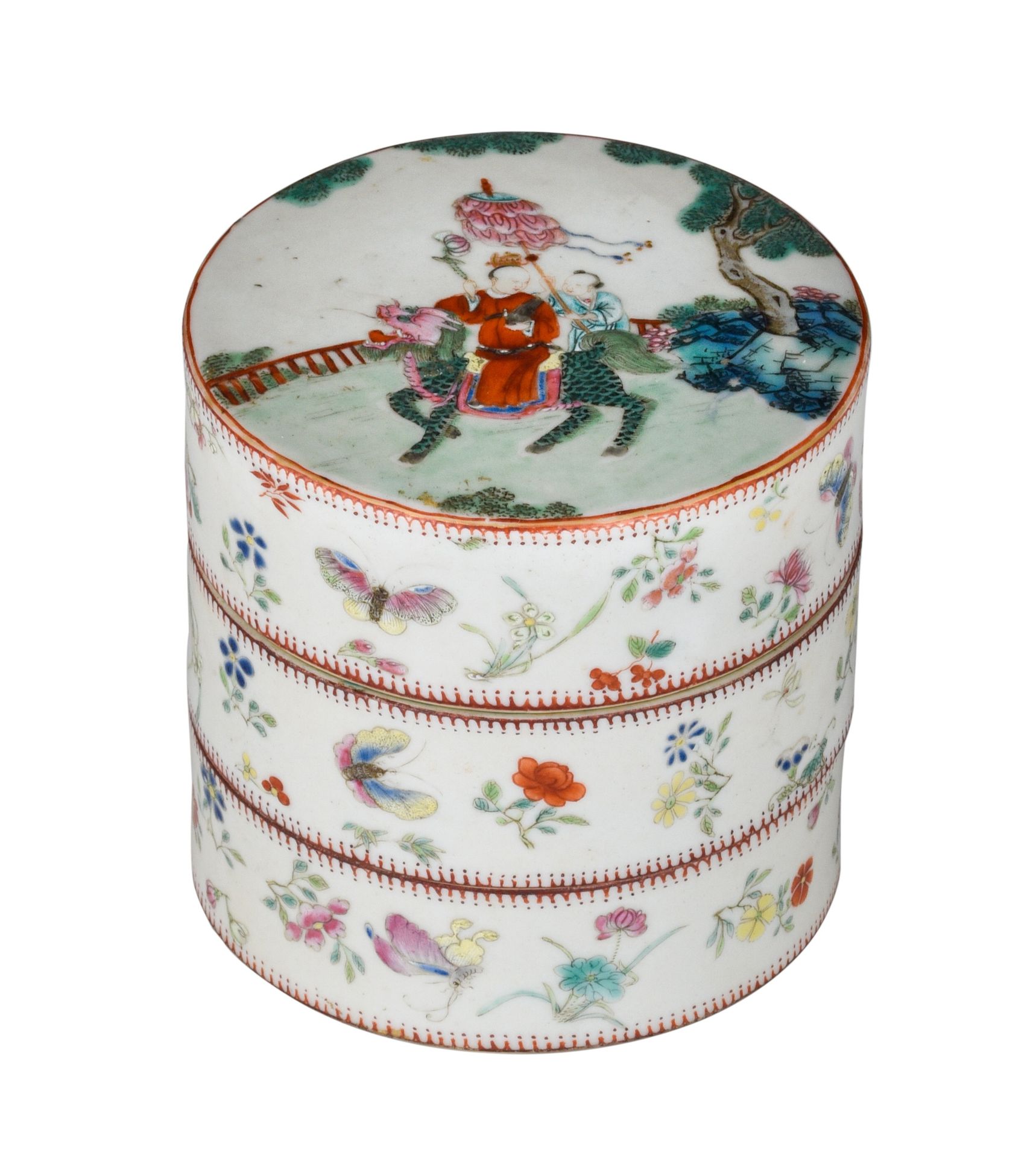 A Chinese famille rose three-tier stacking box, Jiaqing mark and of the period, &hellip;