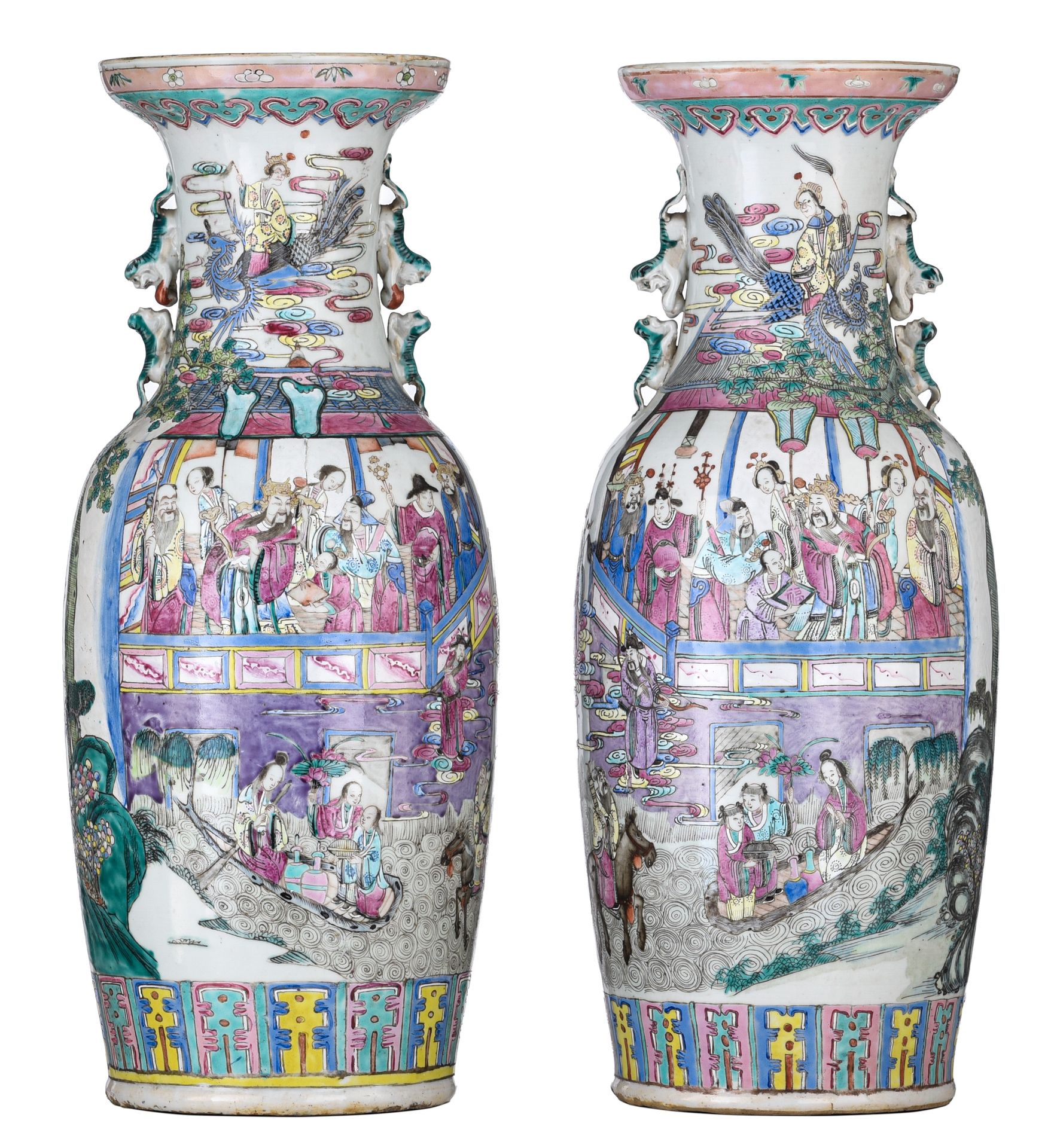 A pair of Chinese famille rose 'Immortals' vases, 19thC, H 58 cm 
A pair of Chin&hellip;