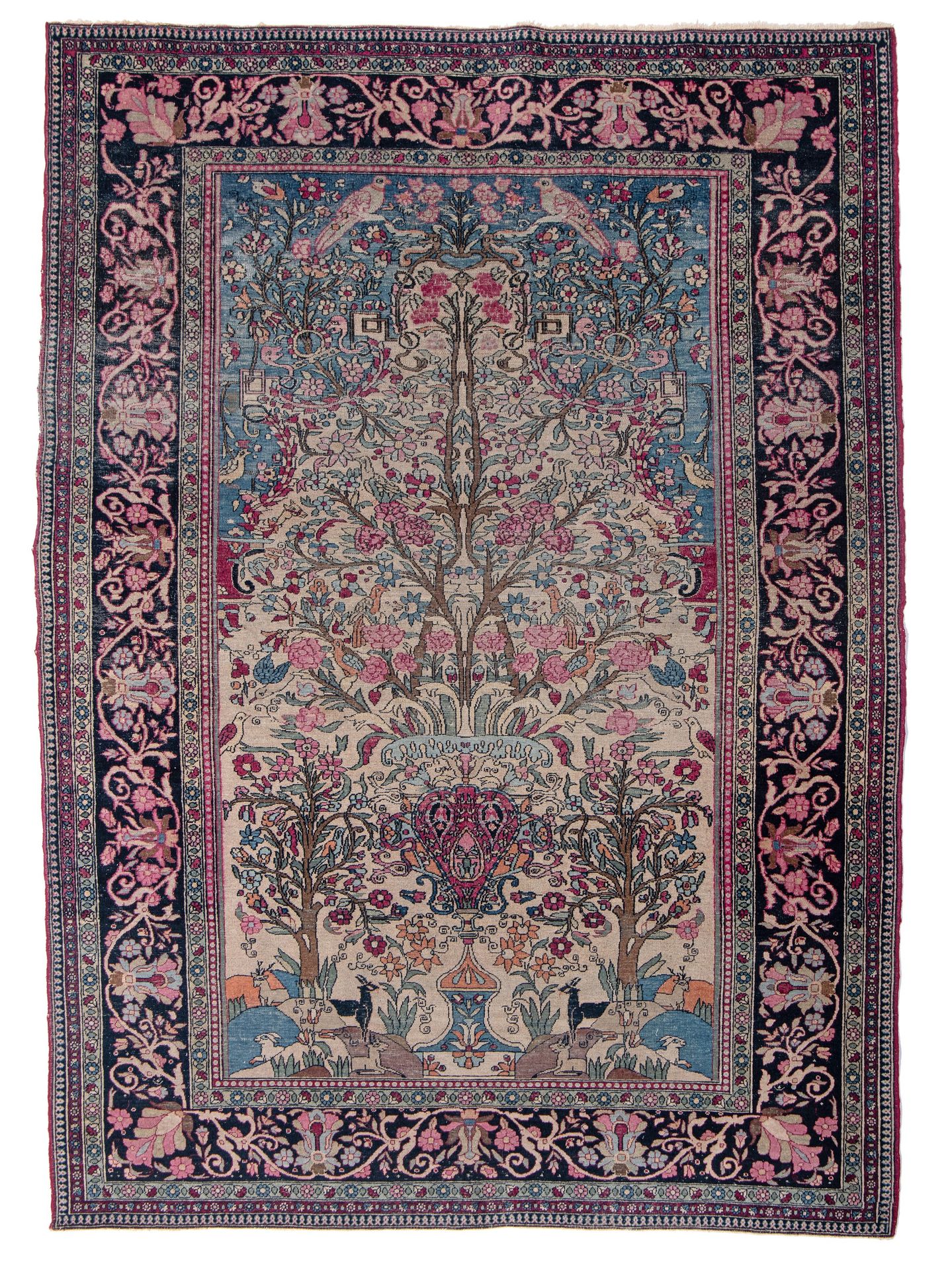 An Antique Persian Sarouk rug, depicting the tree of life, 139 x 197 cm (+) Un a&hellip;