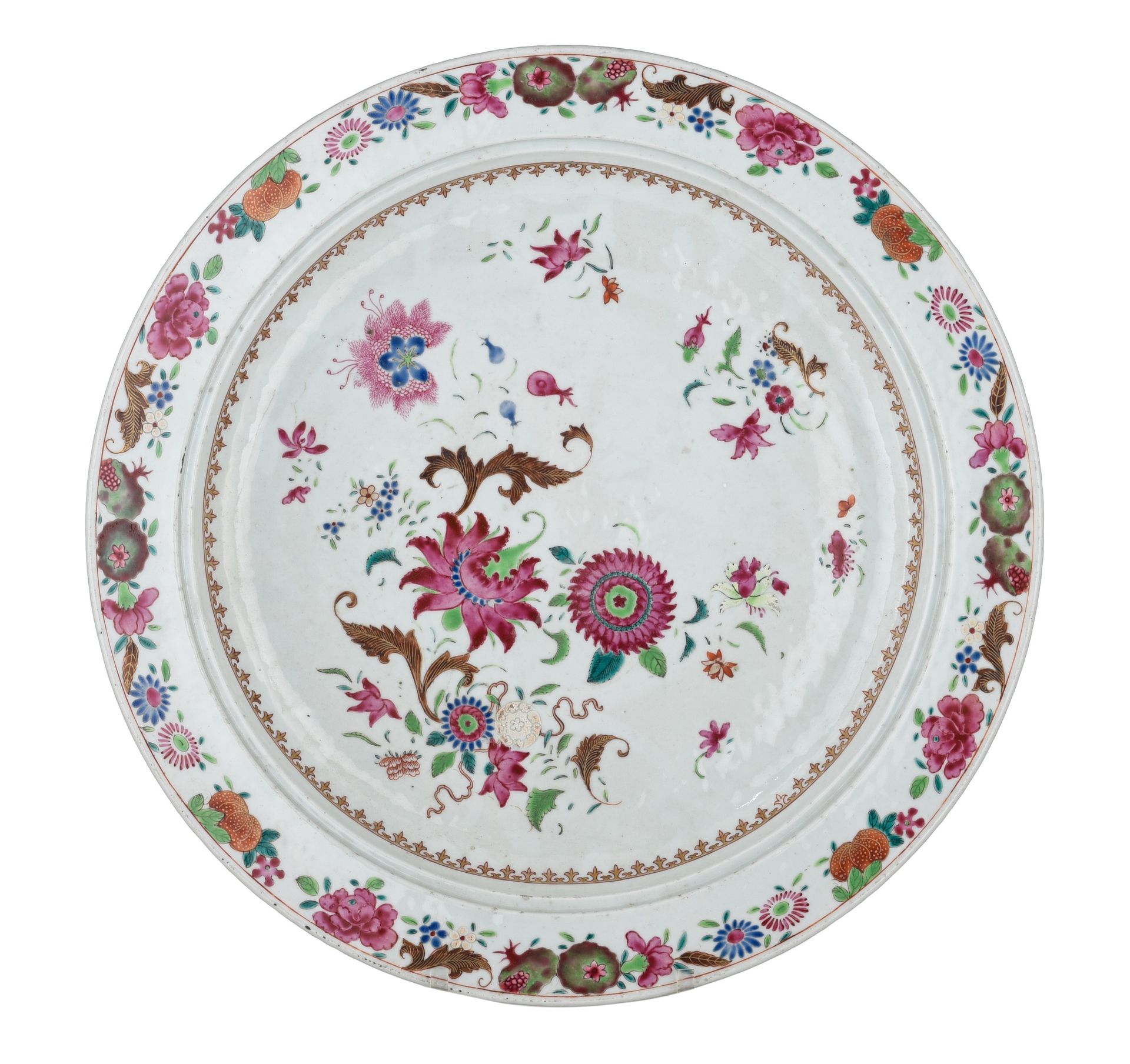 A large Chinese famille rose charger, decorated with flower sprays, 18thC, dia. &hellip;