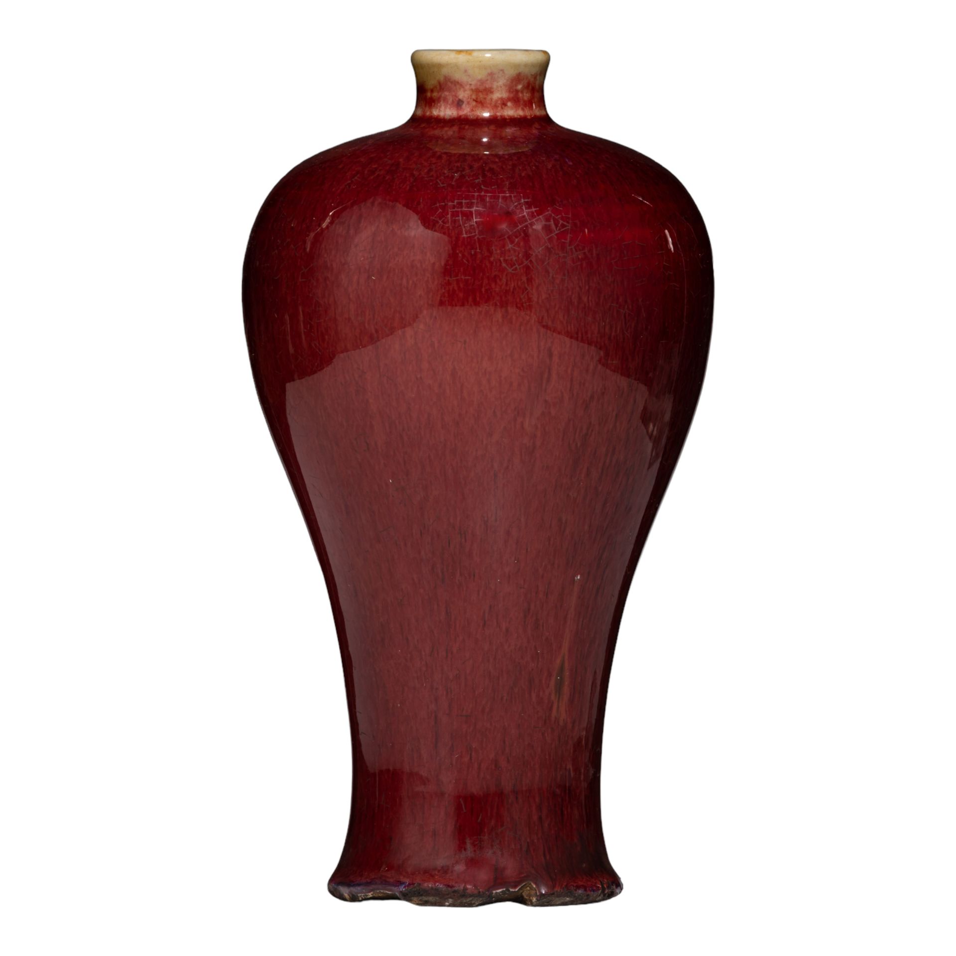 A Chinese sang-de-boeuf glazed meiping vase, H 21,5 cm Vase meiping en glaçure s&hellip;