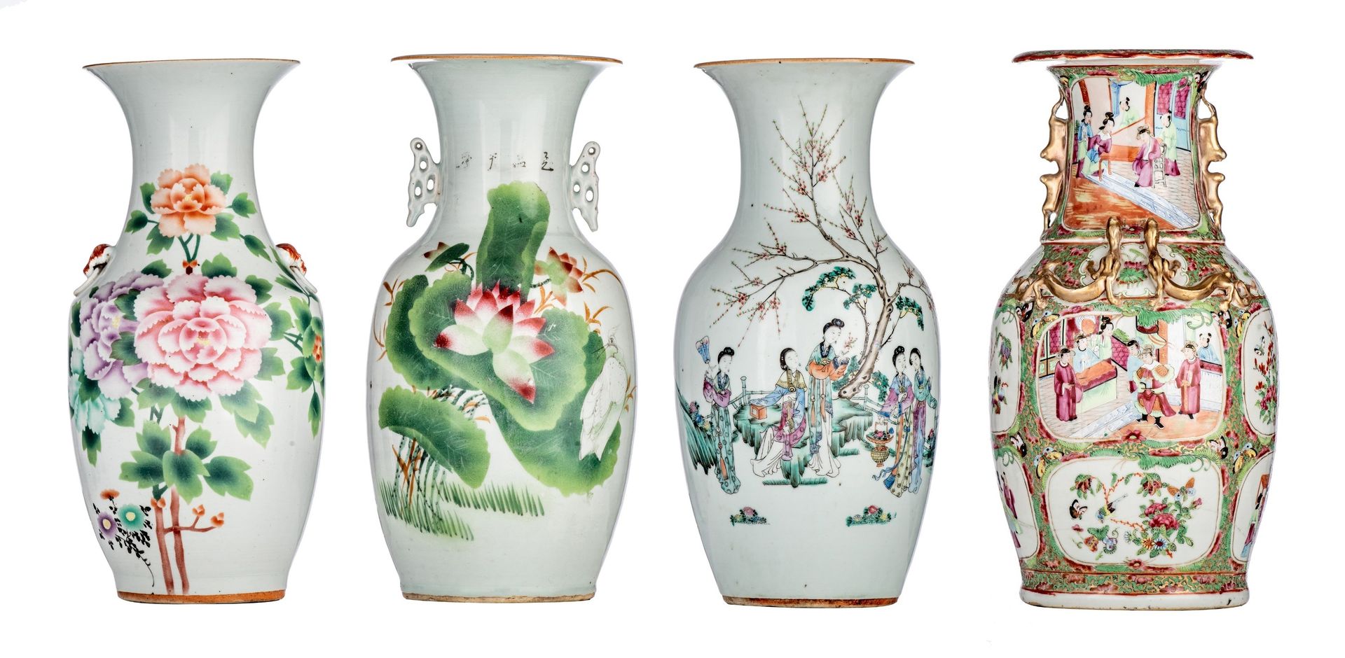Four Chinese famille rose vases, some with a signed text, 19thC and Republic per&hellip;