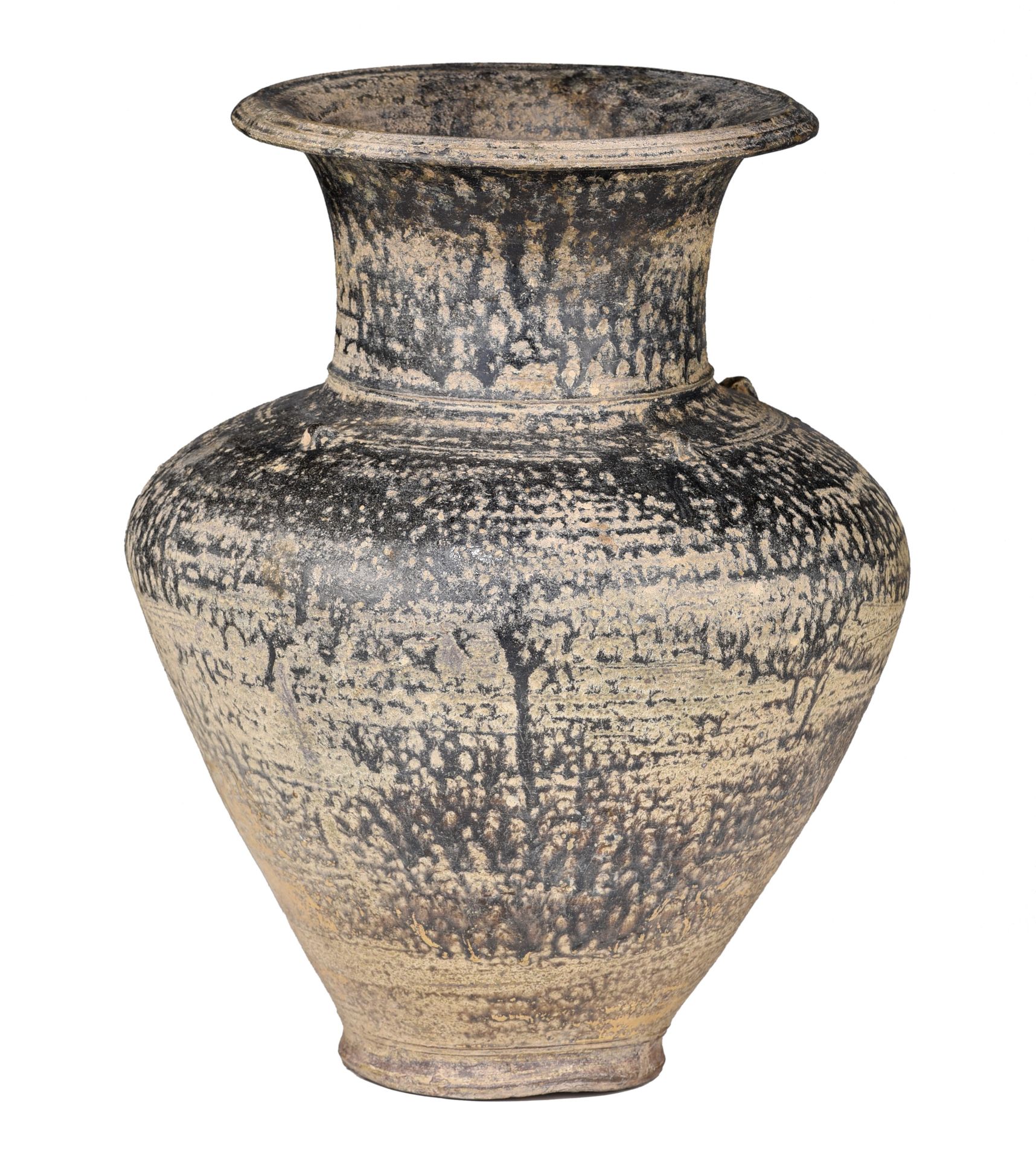 A Thai Sukhothai pottery jar, presumably 16thC, H 36 cm Jarre en poterie Thai Su&hellip;