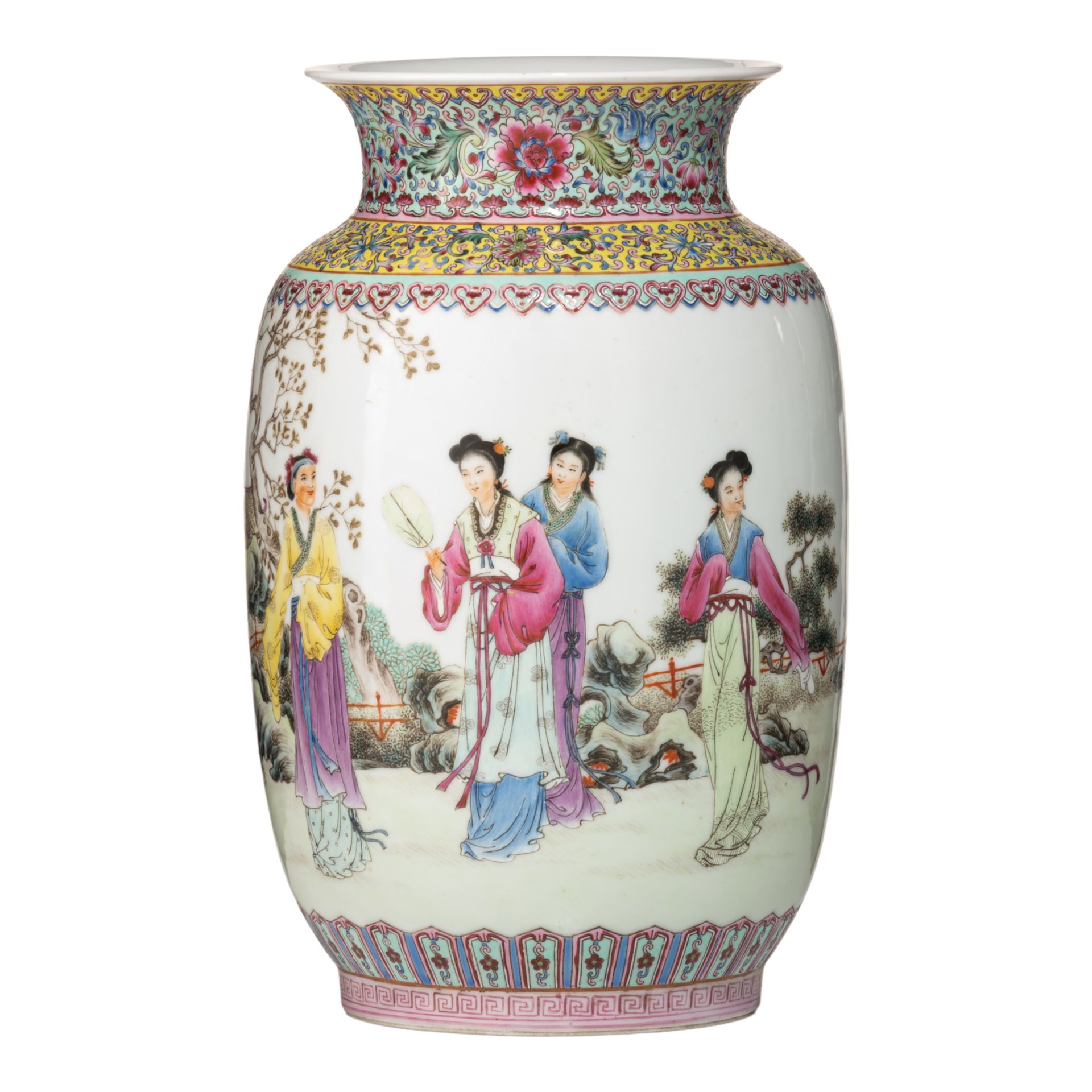 A Chinese famille rose lantern-shaped vase, with a Qianlong seal mark, 20thC, H &hellip;
