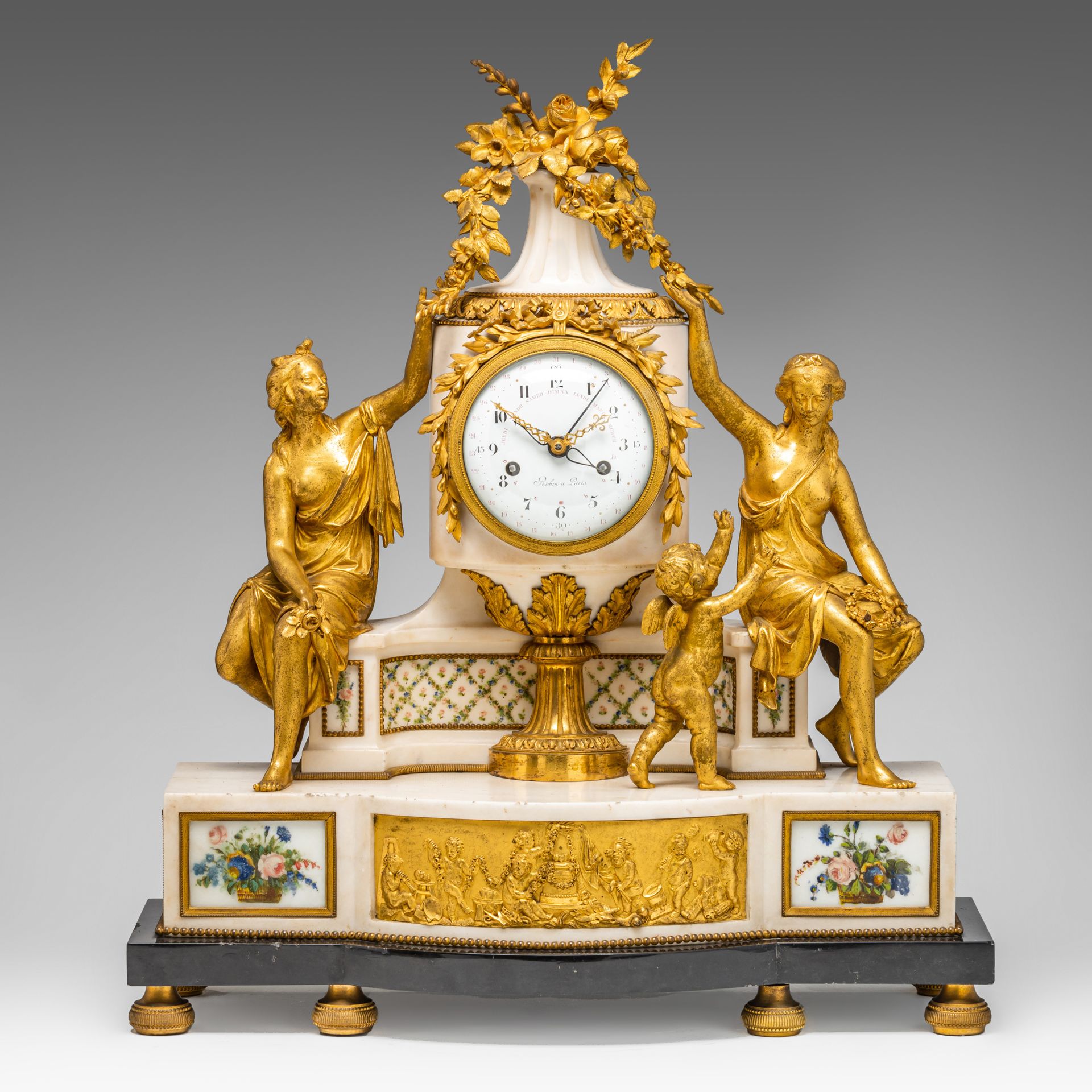 Đồng hồ ormolu phong cách Louis XVI tráng lệ thế kỷ 19
