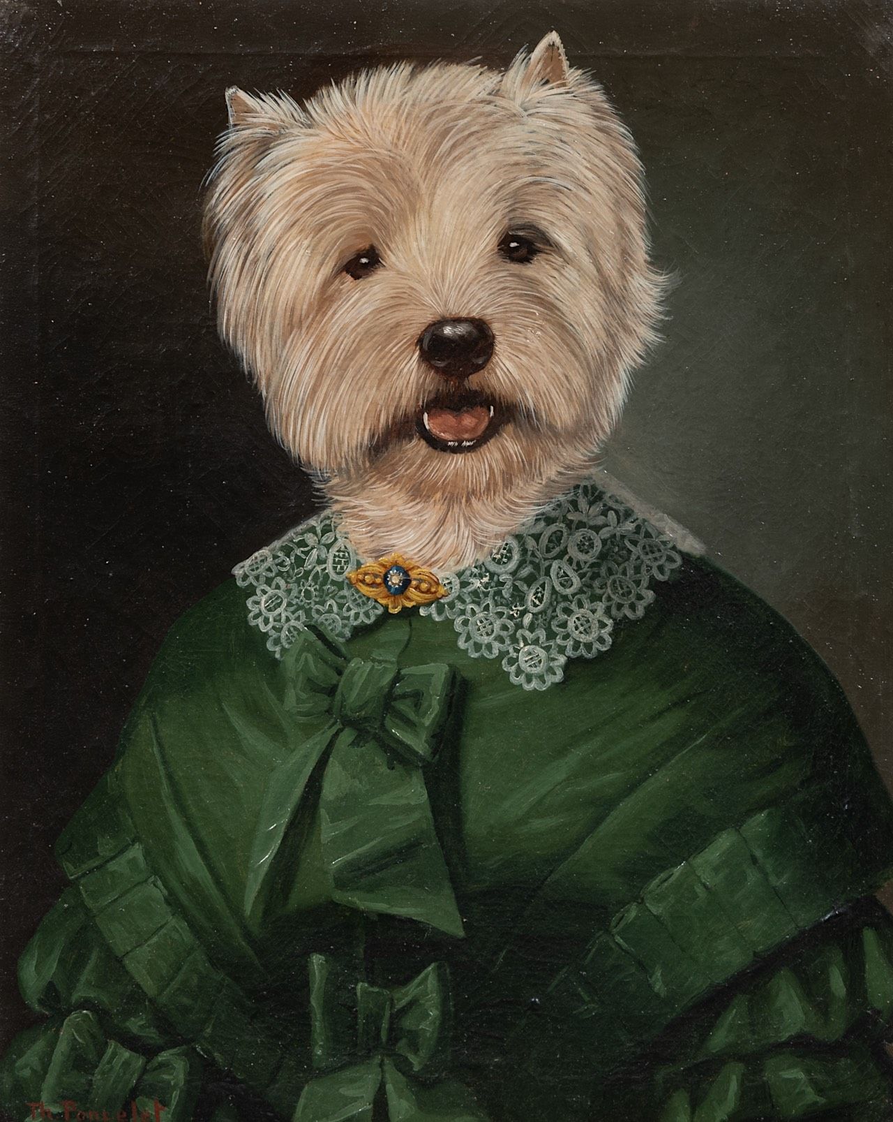 Thierry Poncelet (1946), the portrait of Lady Yorkshire terrier, oil on canvas 5&hellip;