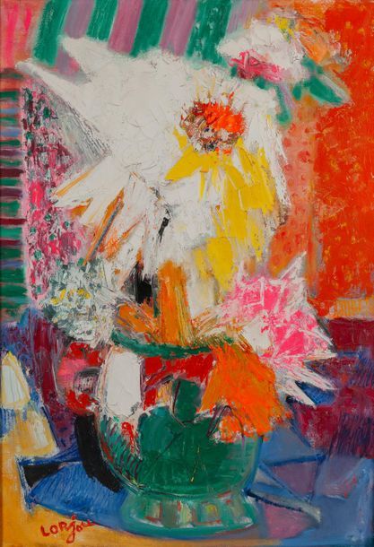 Null Bernard LORJOU (1908-1986). 
Bouquet. 
Huile sur toile signée en bas à gauc&hellip;