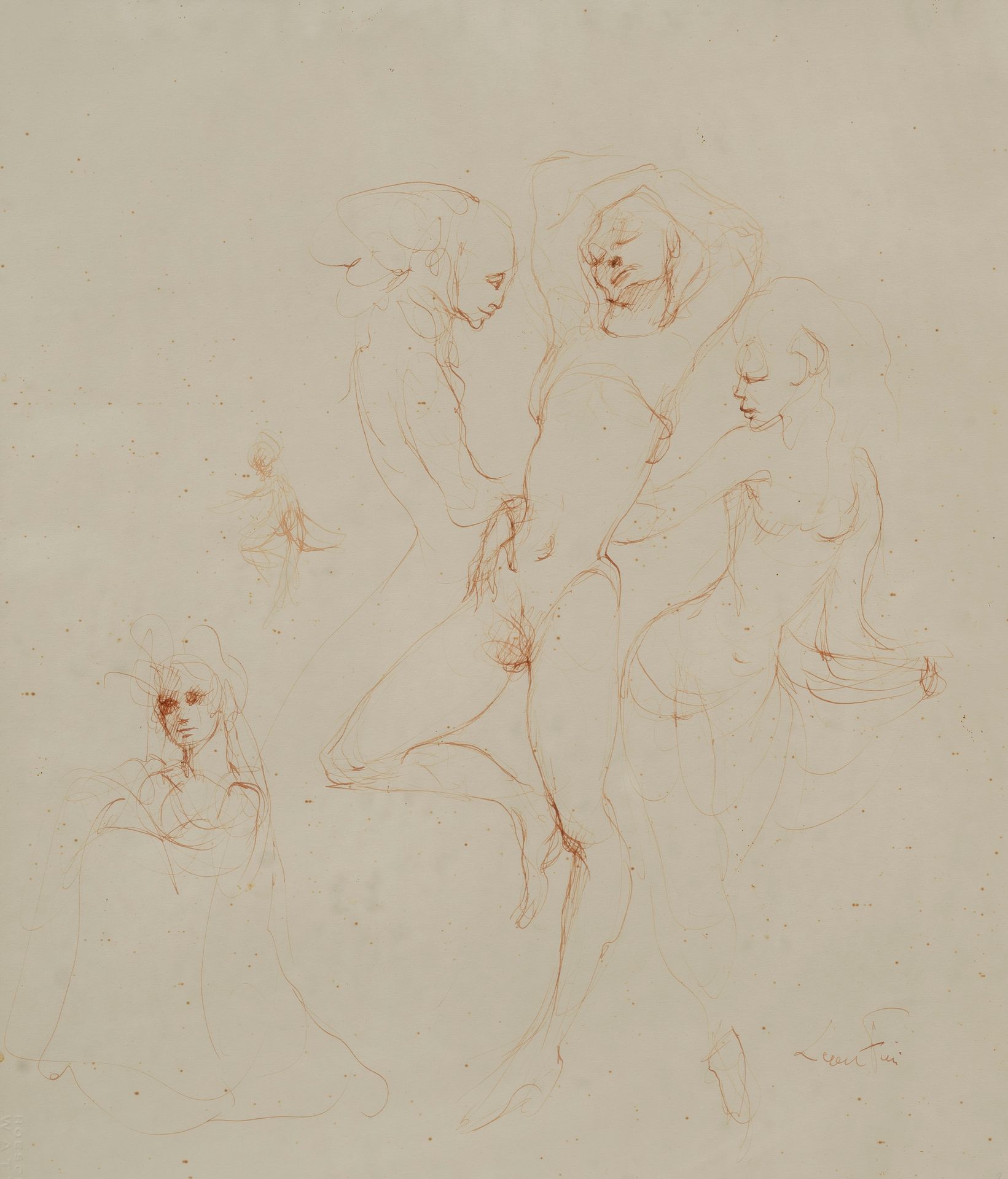 Null 莱昂诺-菲尼 (1907-1996)

素描（妇女研究

纸上水墨，右下方签名。

明斯基画廊1999年12月29日的证书

36 x 31厘米