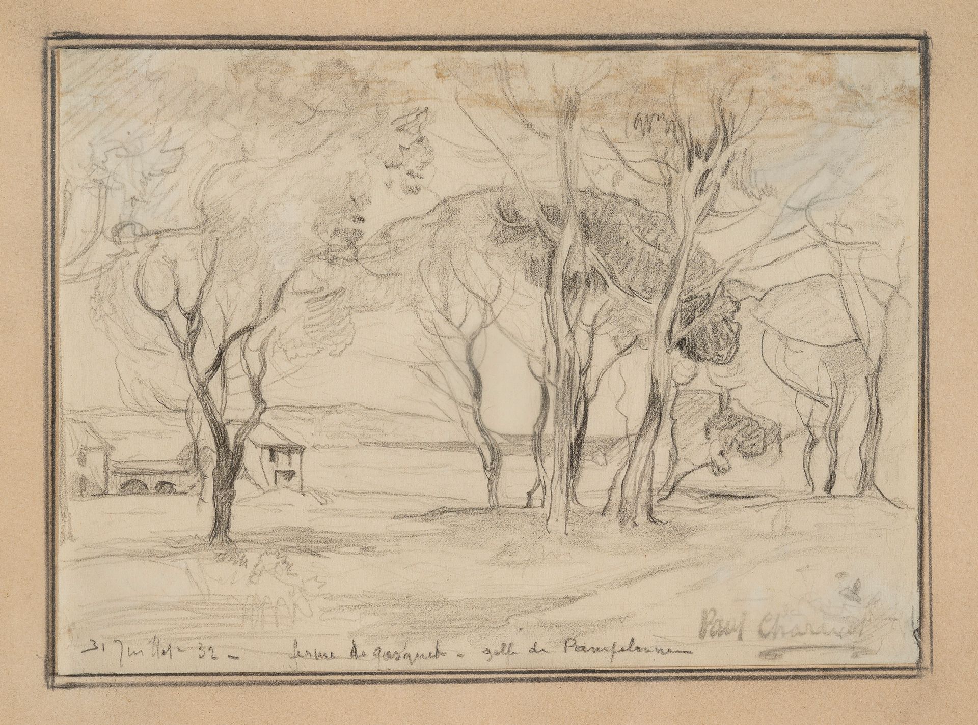 Null Paul Frédéric Antoine CHARAVEL (1877-1961)

潘佩隆的高尔夫

炭笔画的右下方印有1932年的日期，位于左下&hellip;