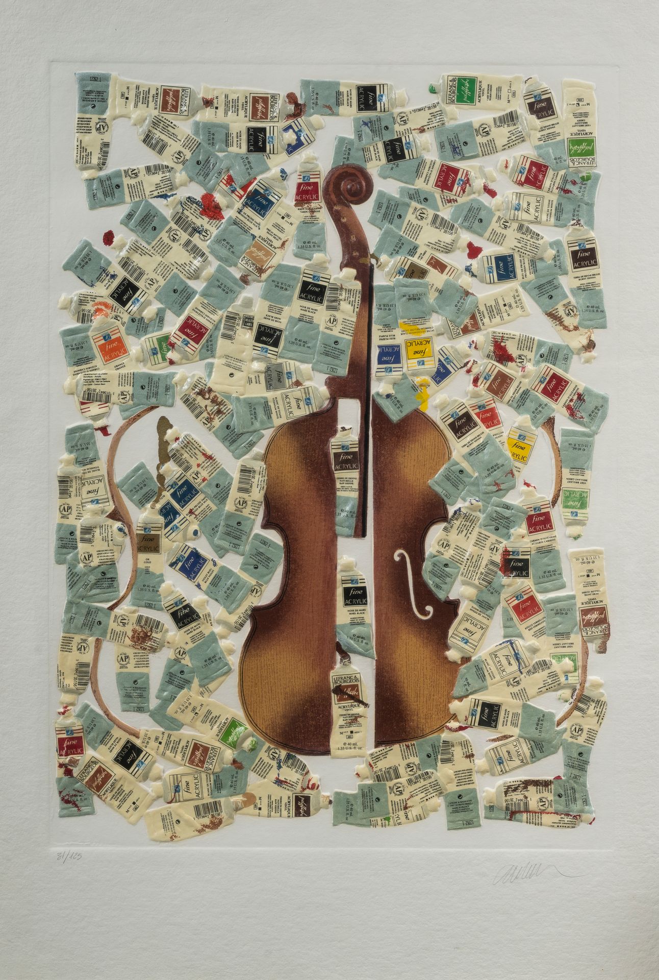 Null 费尔南德斯-阿尔曼(1928-2005)

带油漆管的小提琴，约1980年

蚀刻和压印，彩色印刷品，有签名和编号的31/125。

100 x 70&hellip;