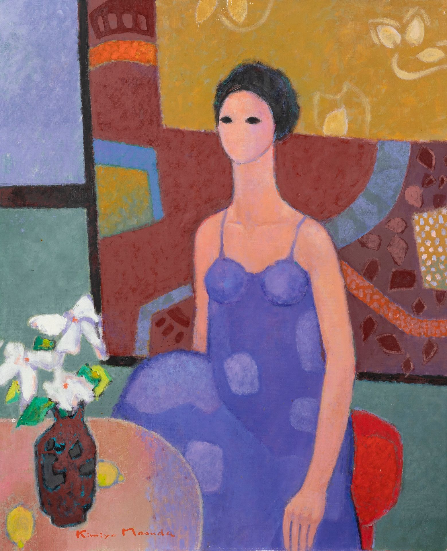 Null Kimiyo MASUDA (born in 1943).

Woman with a purple dress

Oil on canvas sig&hellip;