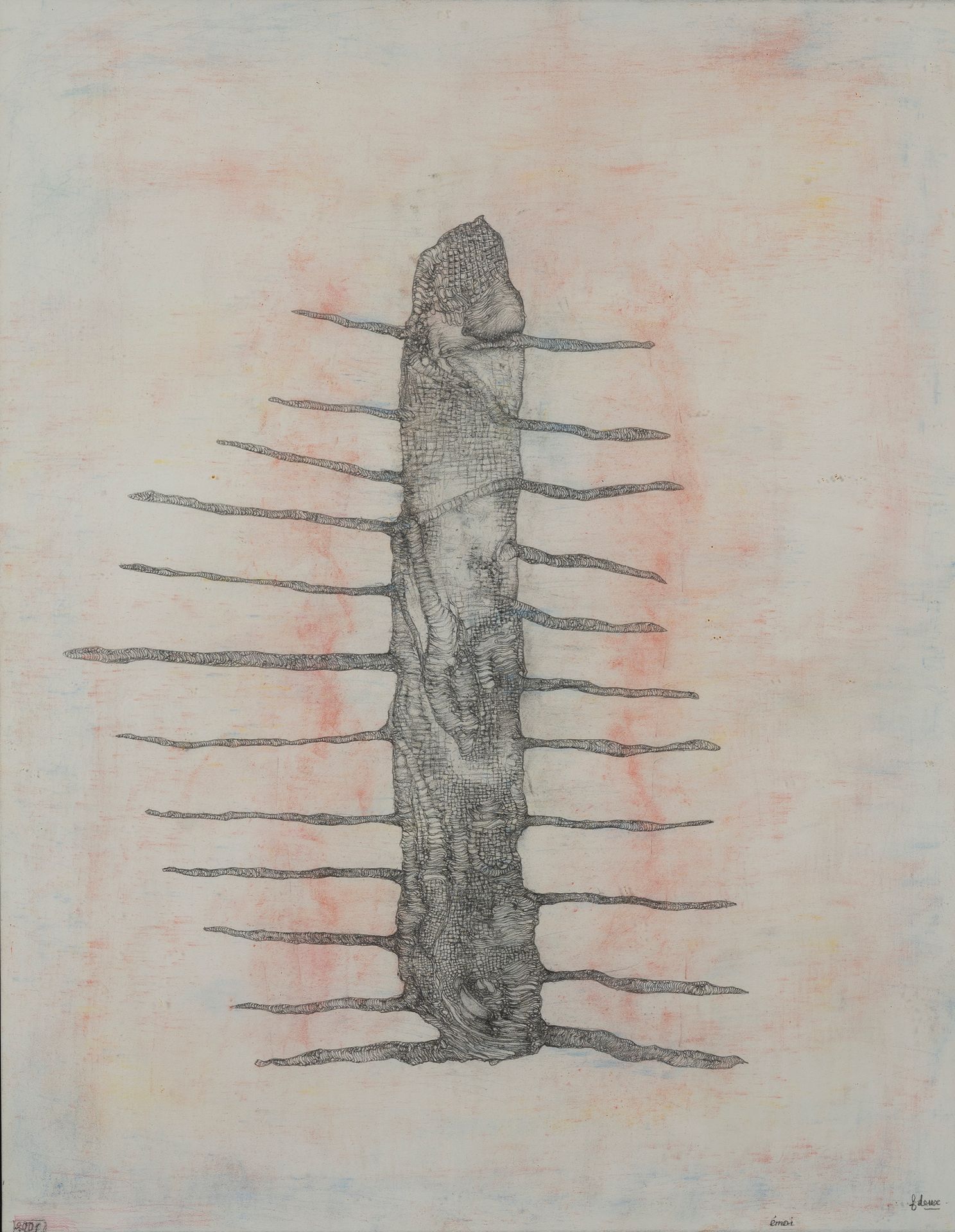 Null 弗雷德-德乌克斯（1924-2015

"Emoi", 2001

纸上铅笔，右下角有签名，中间下方有标题，左下角有日期。

57 x 44 厘米