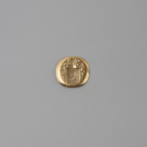 Null Plaque de sceau de chevalière en or 750 °/°°. Poids. 1,6 g.
