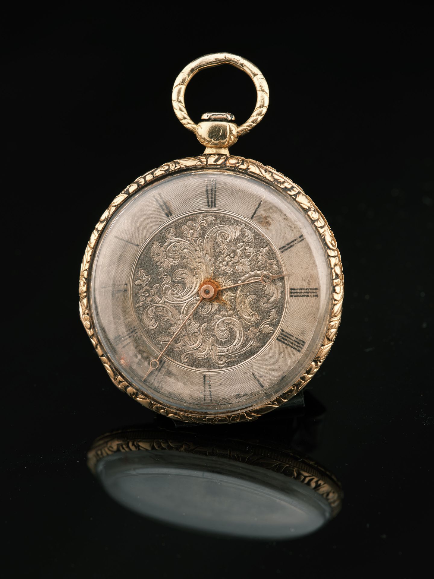 Null Taschenuhr aus 18 Karat Gelbgold 750 Tausendstel mit mechanischem Uhrwerk. &hellip;
