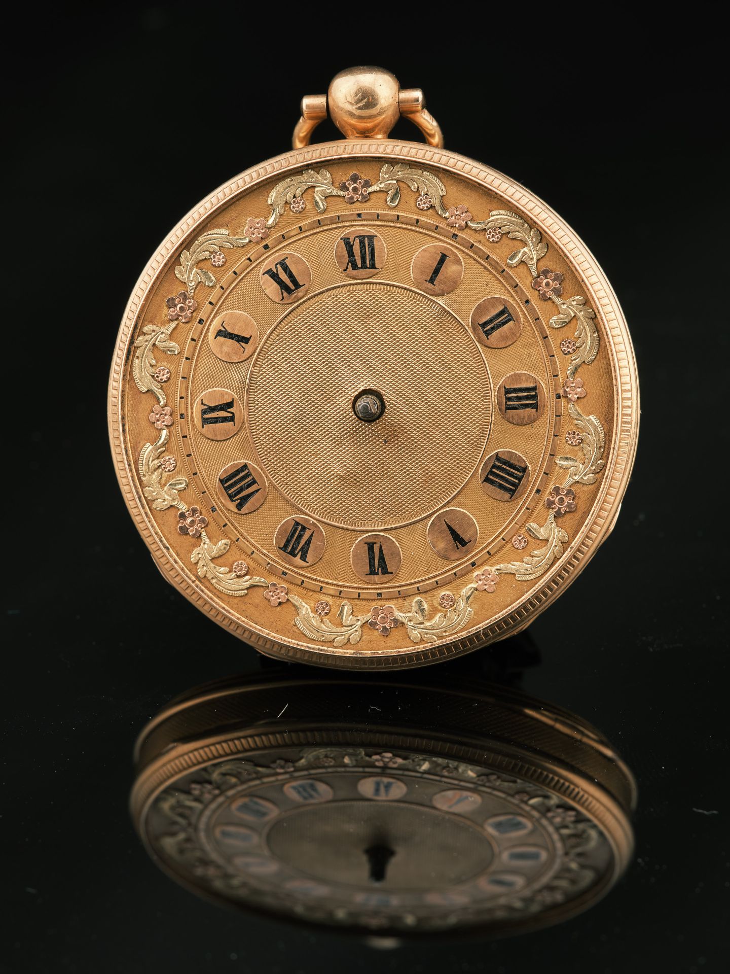 Null Taschenuhr aus 18 Karat Gelbgold 750 Tausendstel mit mechanischem Uhrwerk. &hellip;
