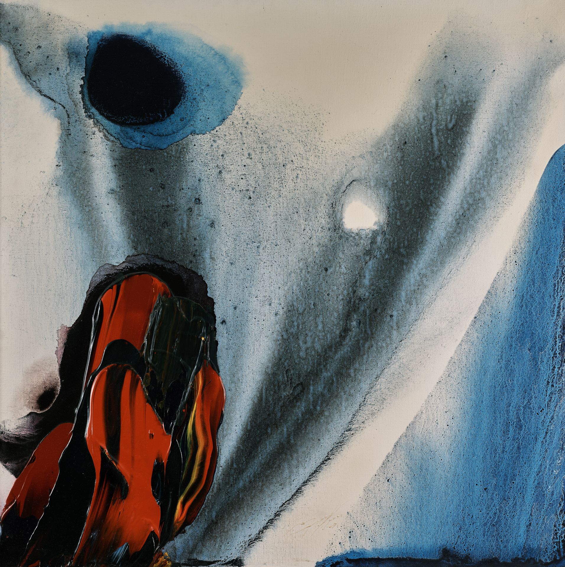 Null Paul JENKINS (1923-2012), 抽象，布面油画，已签名。尺寸为84 x 84厘米。出处：艺术家的会计，他把这幅画给了他。
