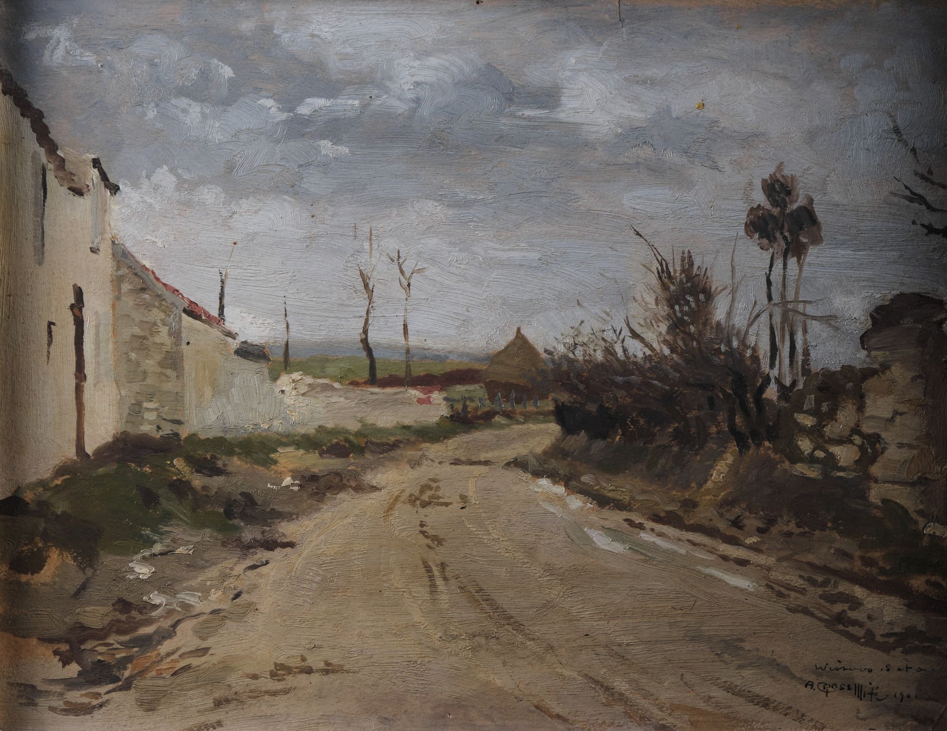 Null Augustin GRASS-MICK (1873-1963)
"Wissous - Seine-et-Oise"
Huile sur isorel.&hellip;