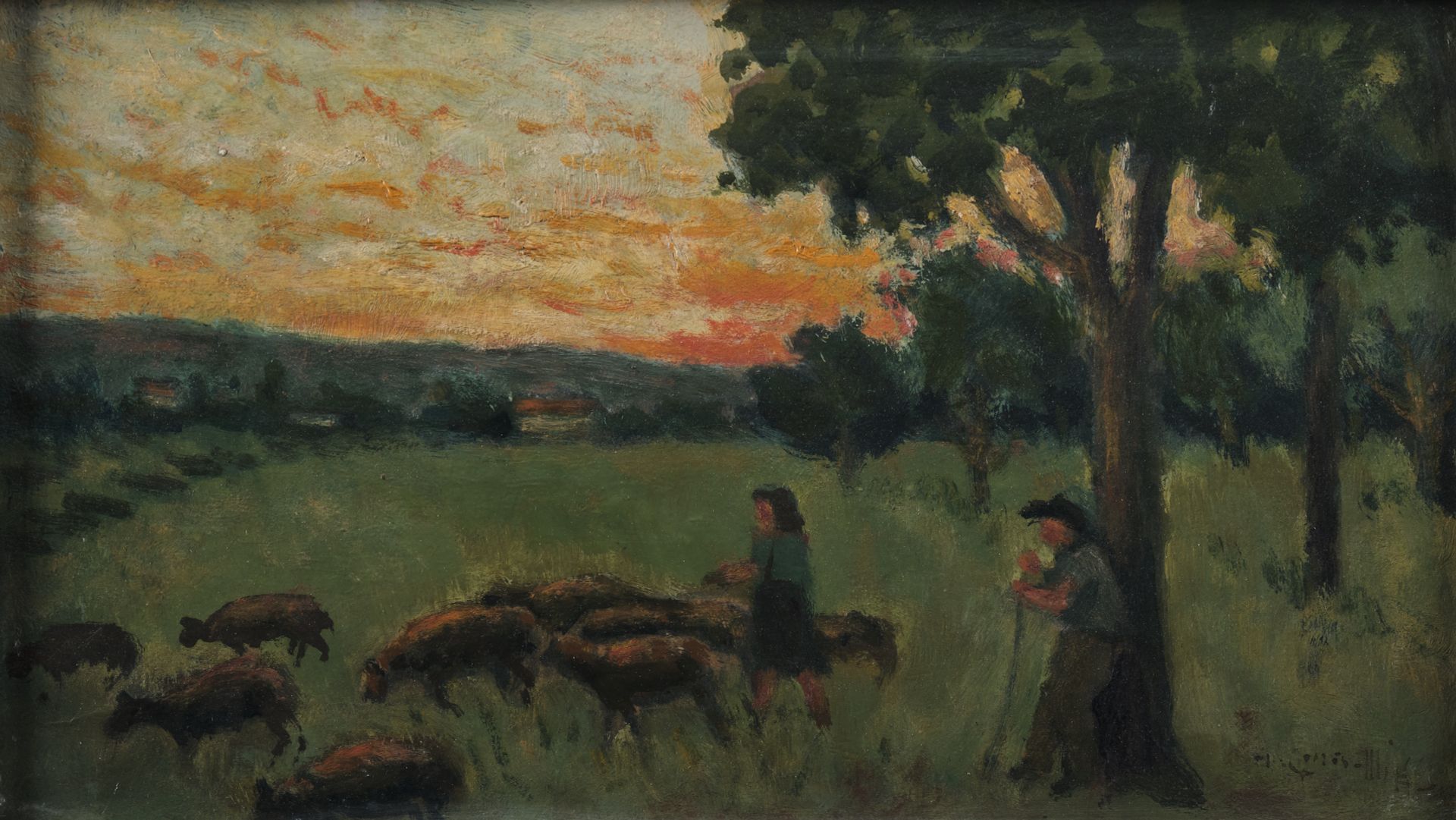Null Augustin GRASS-MICK (1873-1963)
"Crépuscule à Sannois - Seine-et-Oise" 
Hui&hellip;