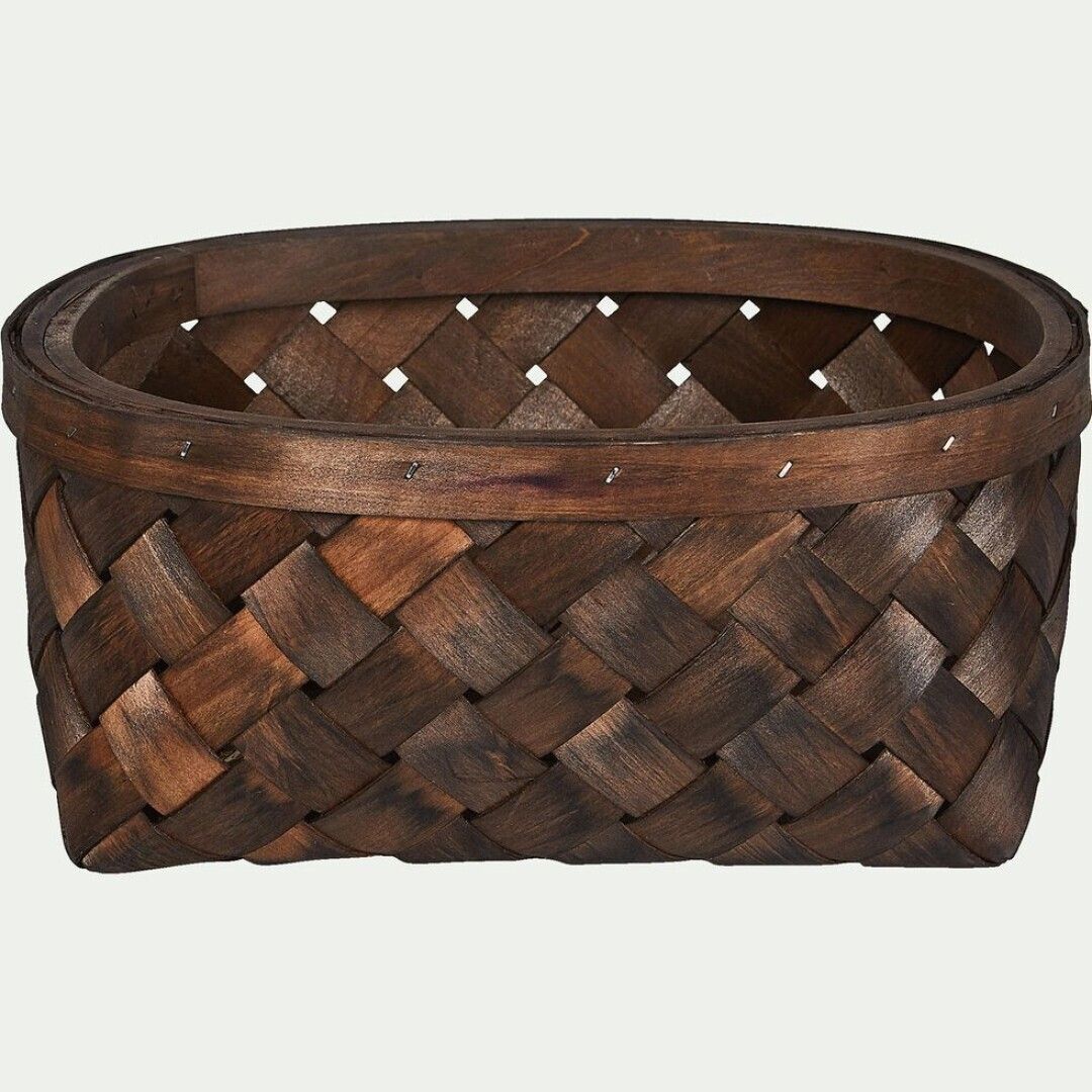 Null 4 cestas de madera natural BRIEUC: 2 de 37x30 cm y 2 de 27x20 cm