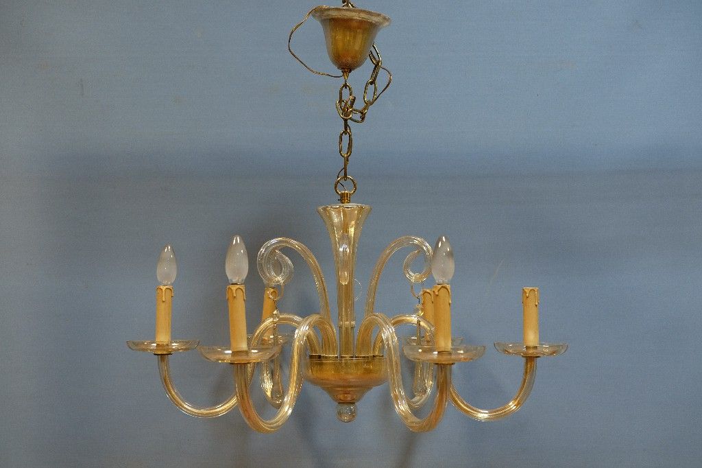 Null Lustre en verre de Murano (6 lumières) (H: 60 cm)