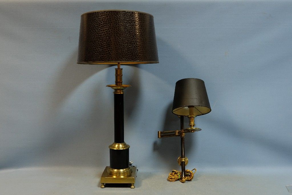 Null Design lamp and wall lamp, in brass (H: 85 and 50 cm)