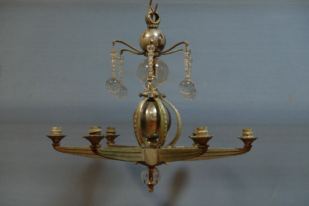 Null Small art deco chandelier (1 missing) (6 lights) (H: 50 cm)