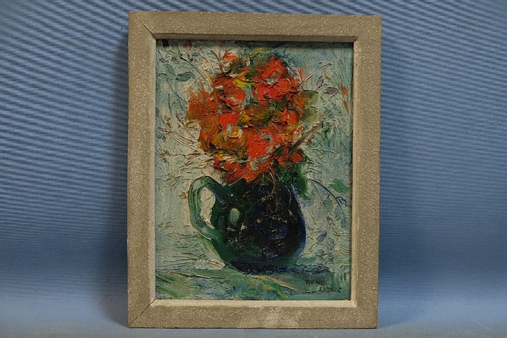 Null "Bouquet de fleurs", huile sur toile signée René LEDUC (30x23)