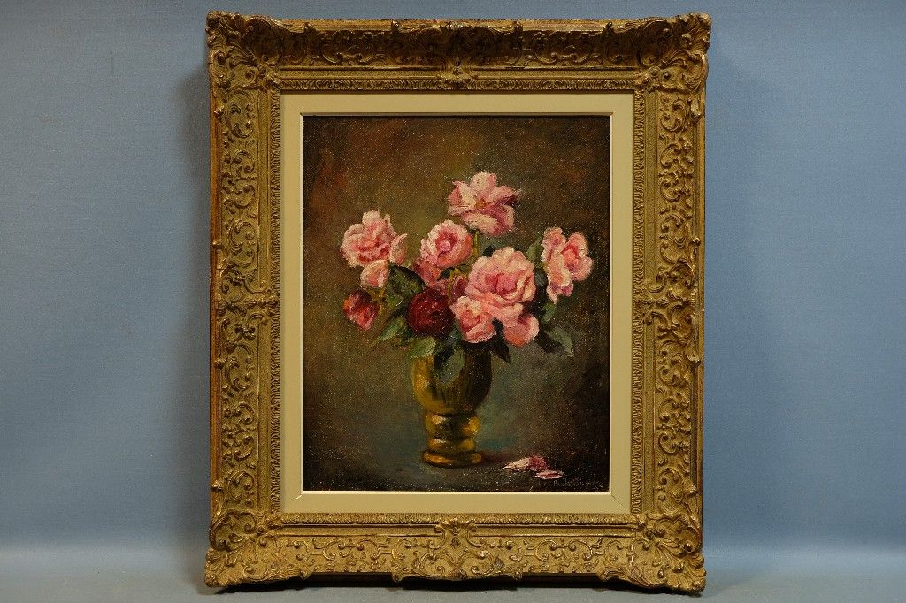 Null "Bouquet de fleurs", huile sur toile signée Paule BISMAN (55x45)