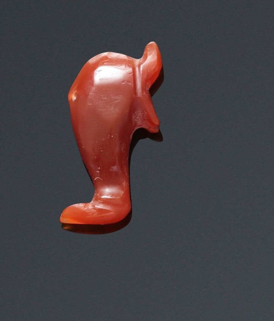 Null Pendant representing a dolphin. Red carnelian. 

Roman art. 

L. 1.9 cm.