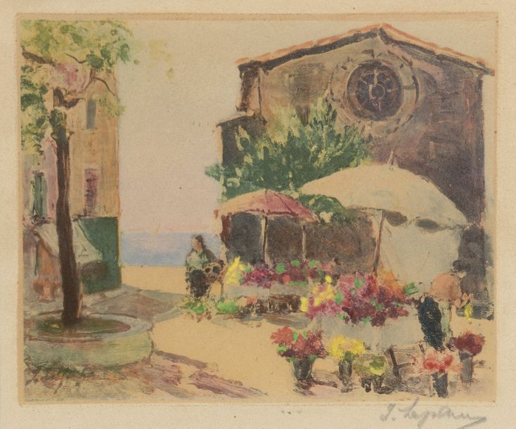 Georges LAPCHINE (Moscou 1885-1950 Paris) Marché aux fleurs
Deux lithographies e&hellip;