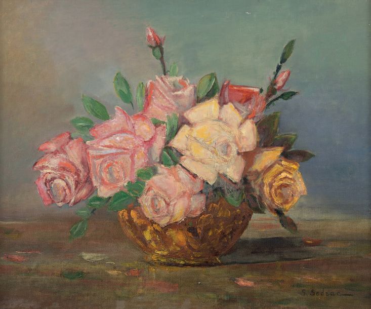 Serge SEDRAC (Tbilissi 1878-1974 Paris) Bouquet de roses dans un vase
Huile sur &hellip;